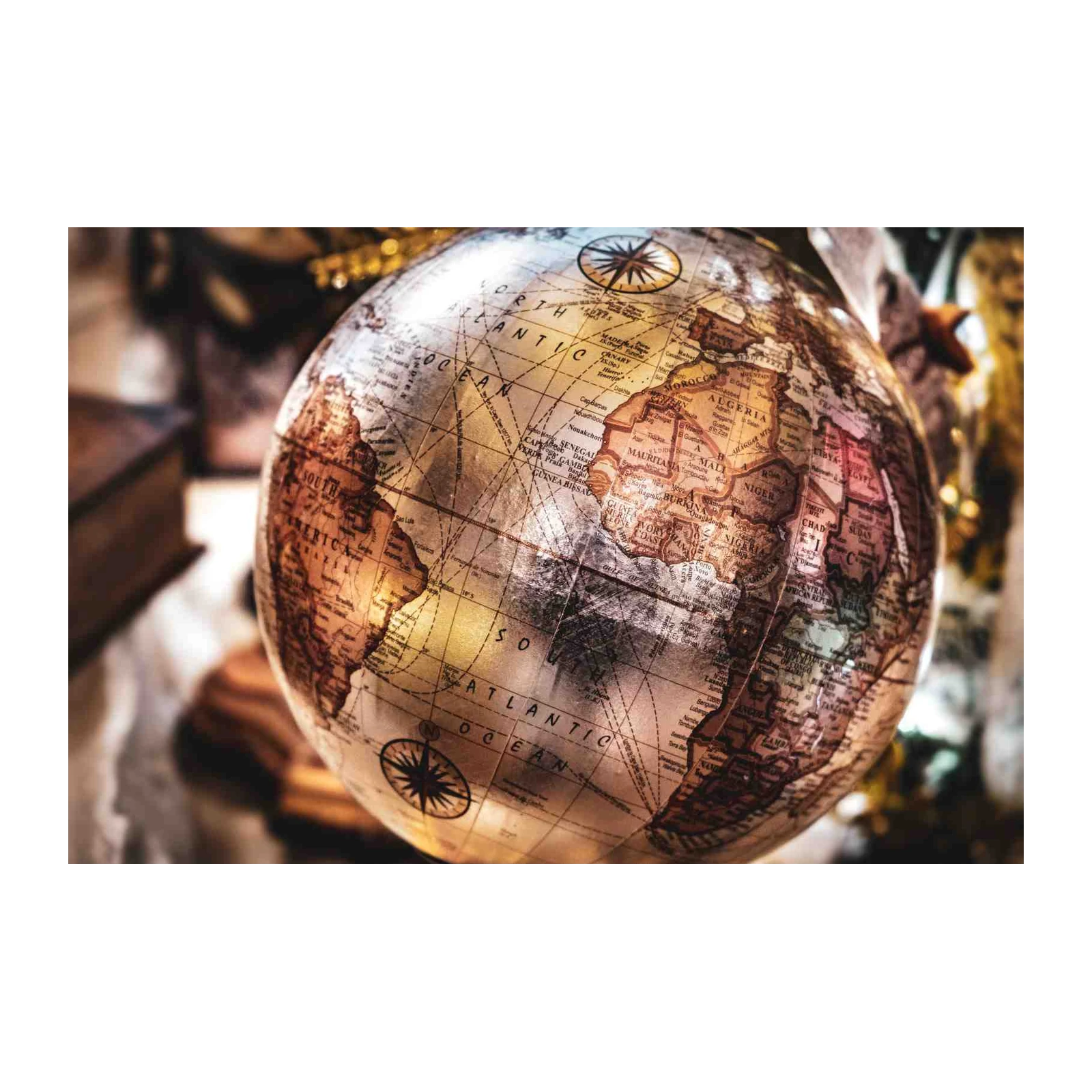 Vintage Globe World Map Wall Art