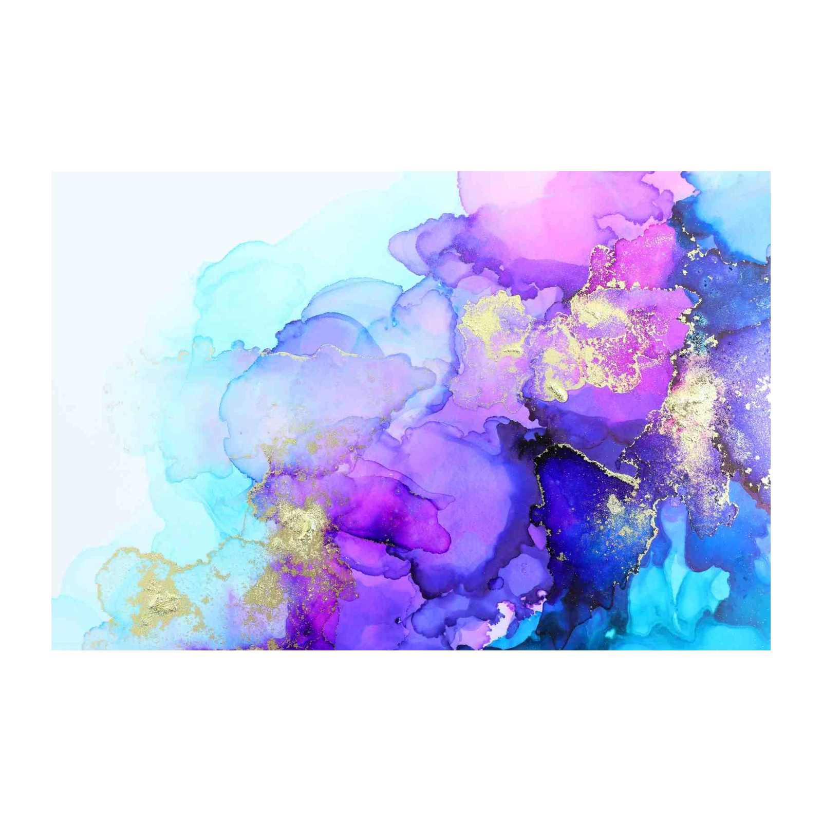 Abstract Purple & Teal Gold Vein Wall Art