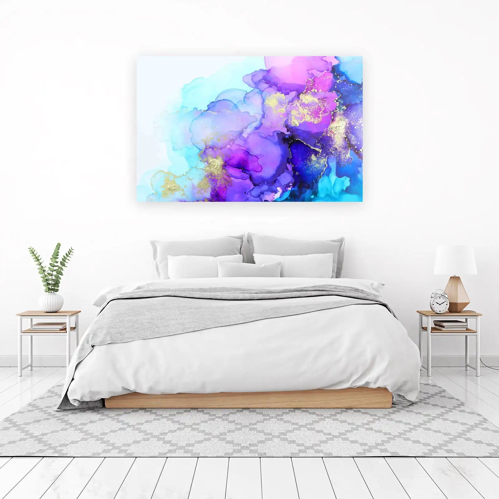 Abstract Purple & Teal Gold Vein Wall Art