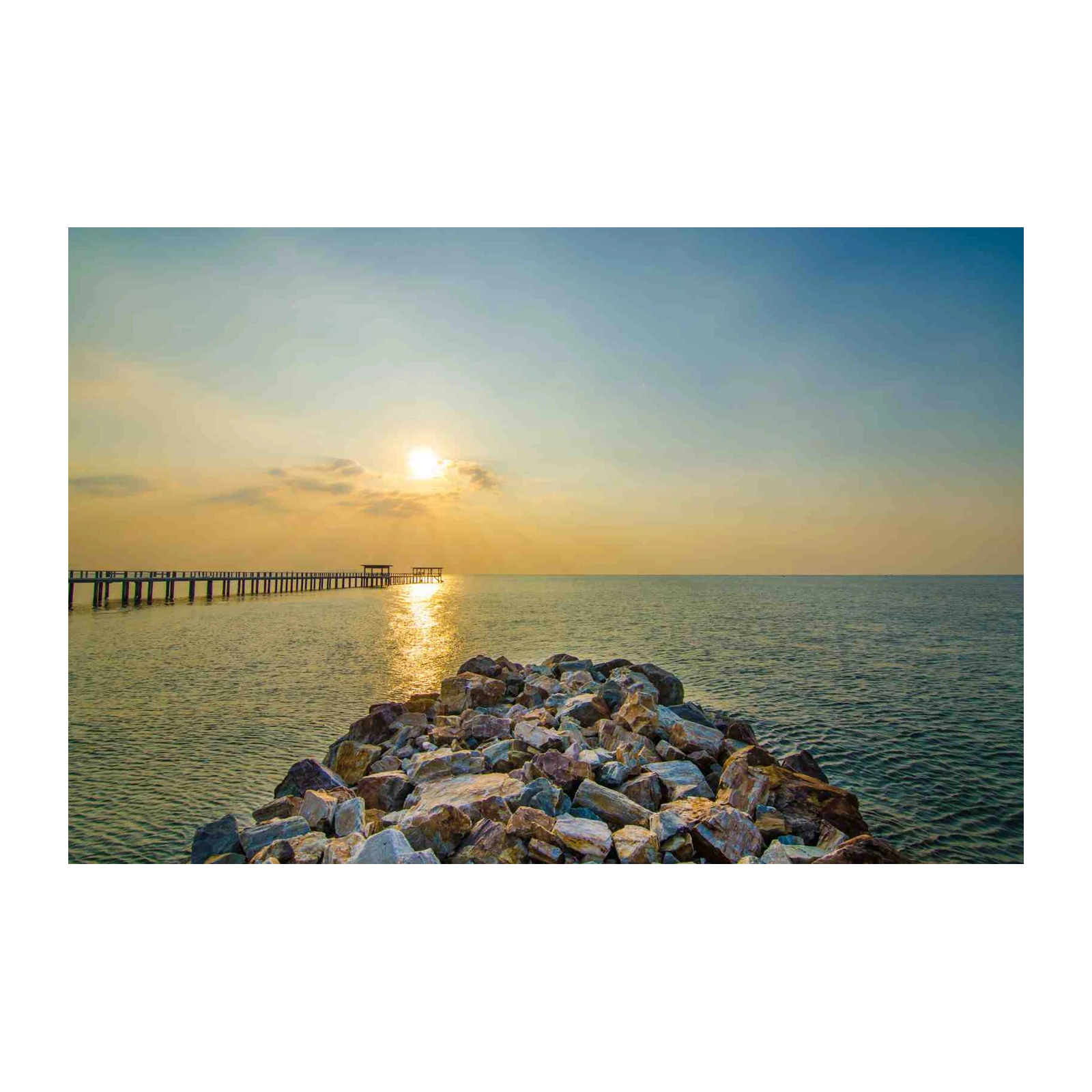 Sunset Pier Seascape Serenity Wall Art