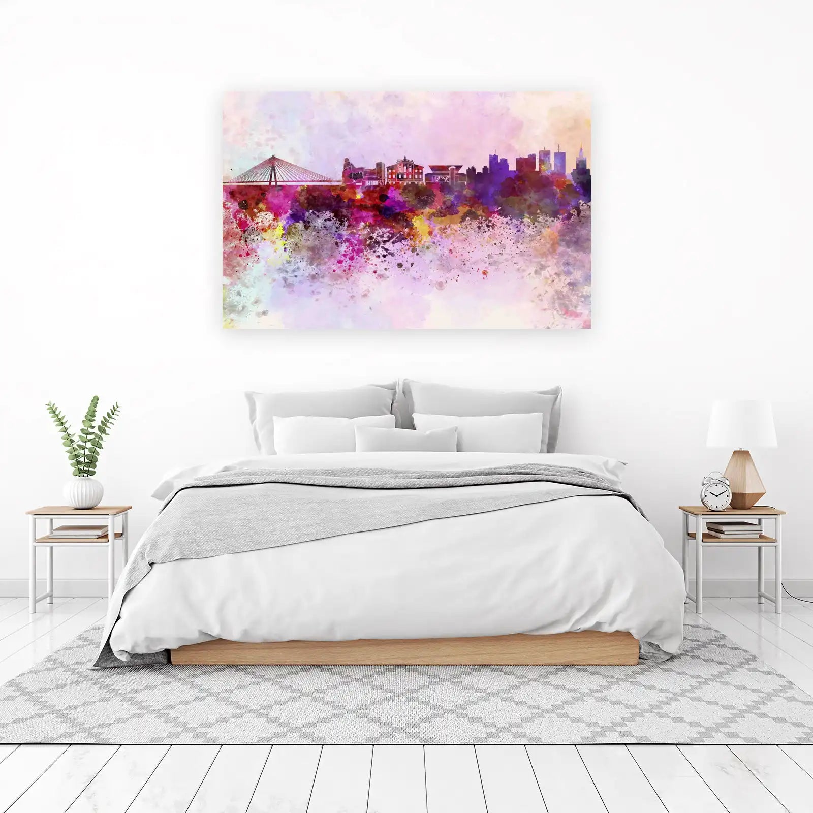 Vibrant Watercolor Cityscape Wall Art