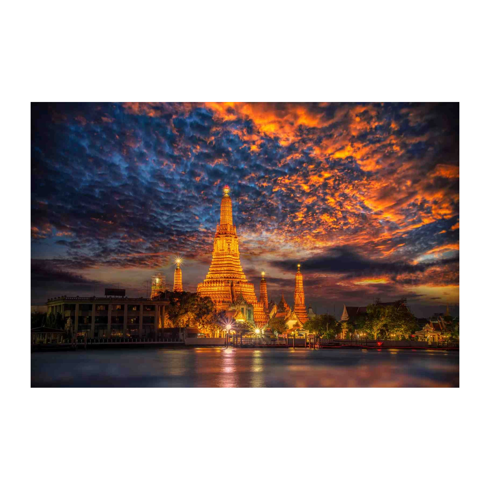 Bangkok Temple Sunset Wall Art