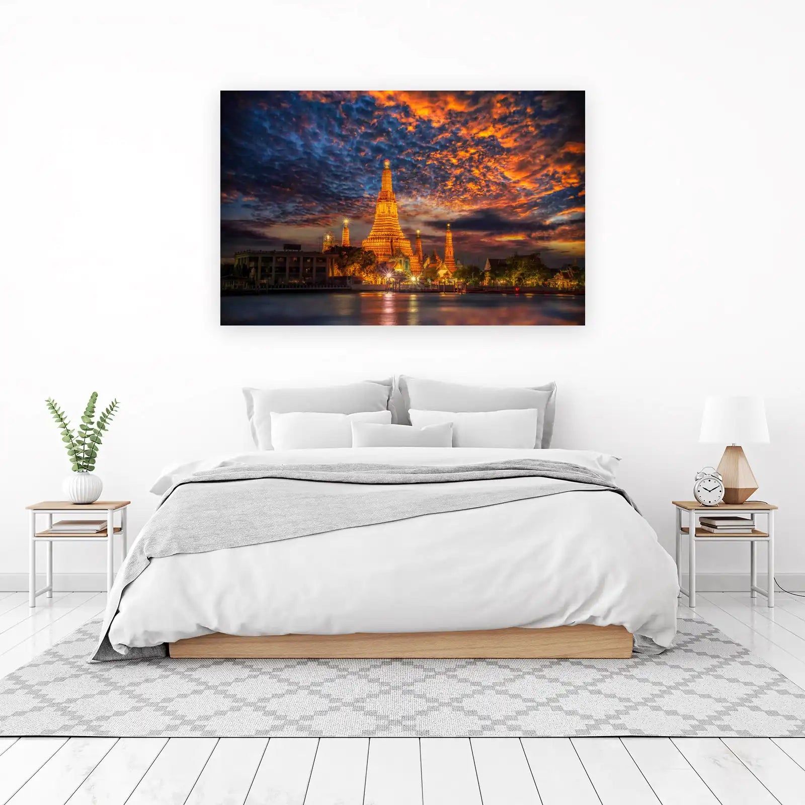 Bangkok Temple Sunset Wall Art
