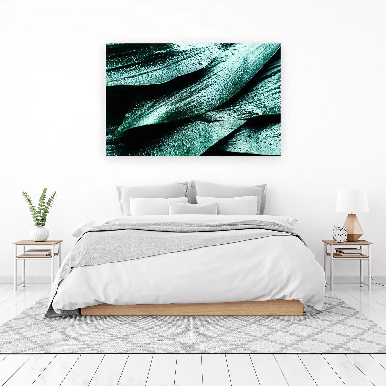 Emerald Dewdrop Leaves Wall Art