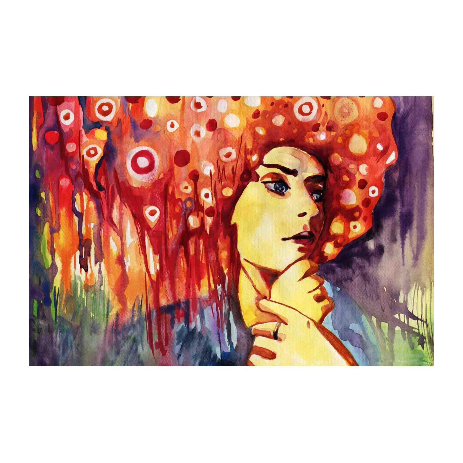 Vibrant Portrait Woman Abstract Art Wall Art