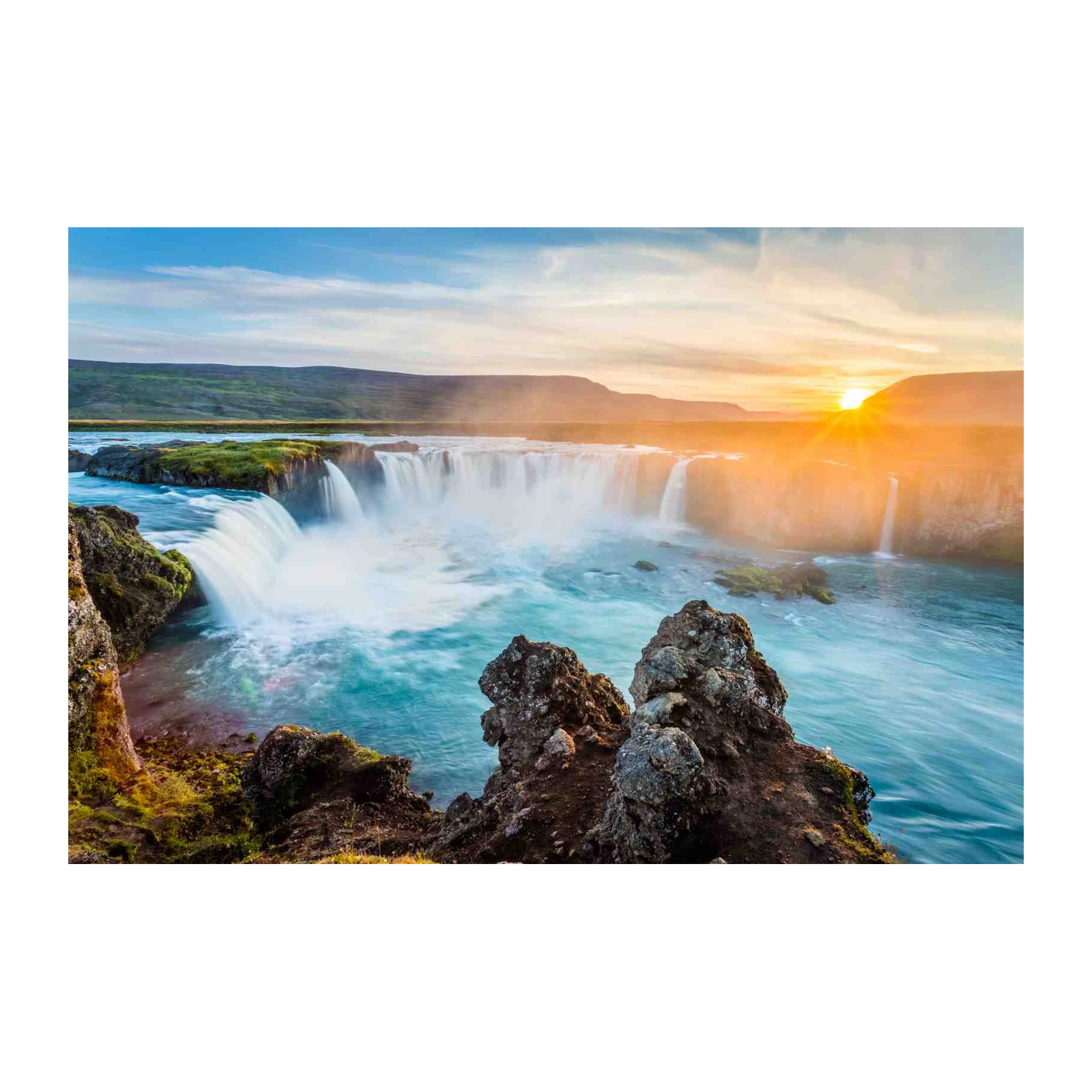 Majestic Waterfall Sunrise Iceland Wall Art