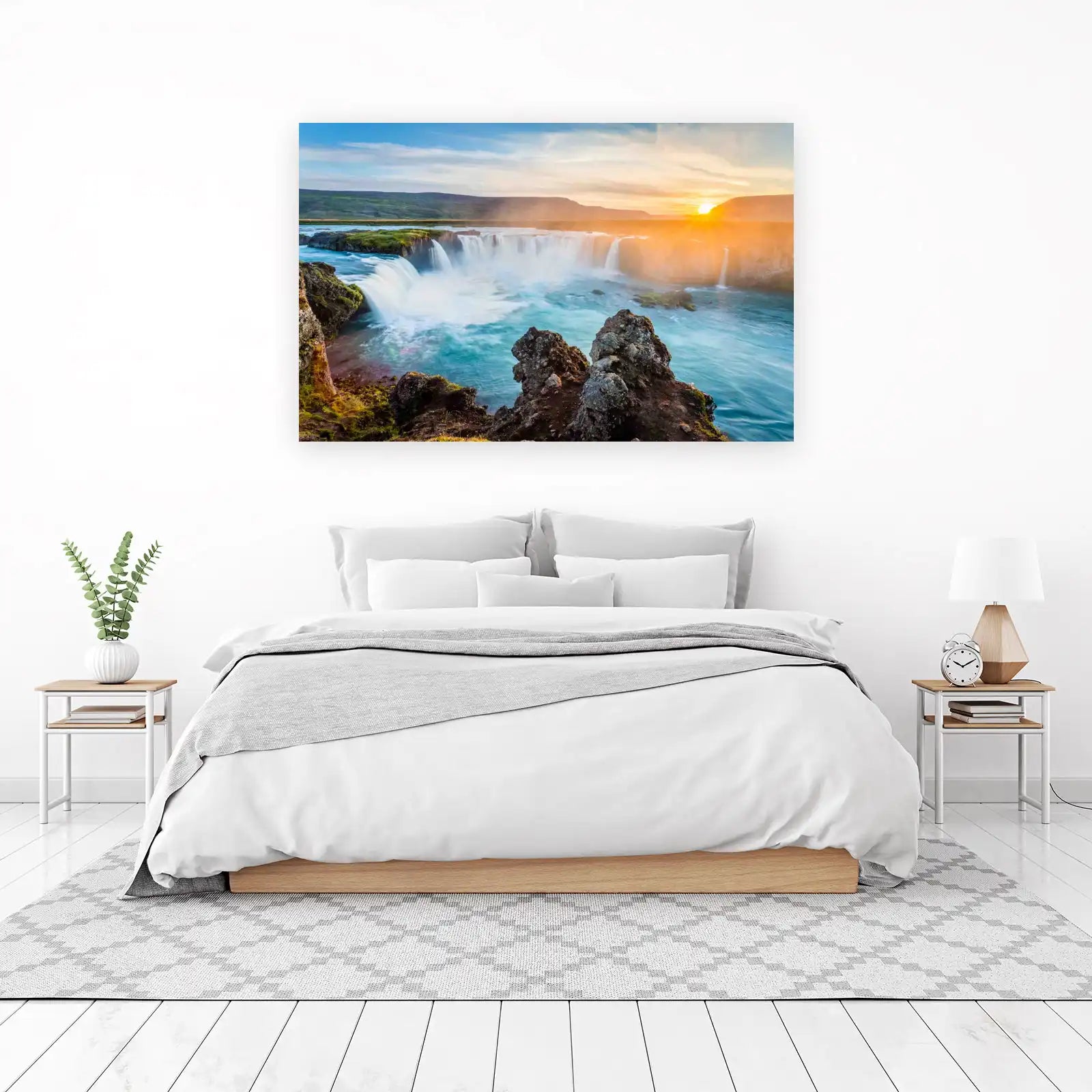 Majestic Waterfall Sunrise Iceland Wall Art