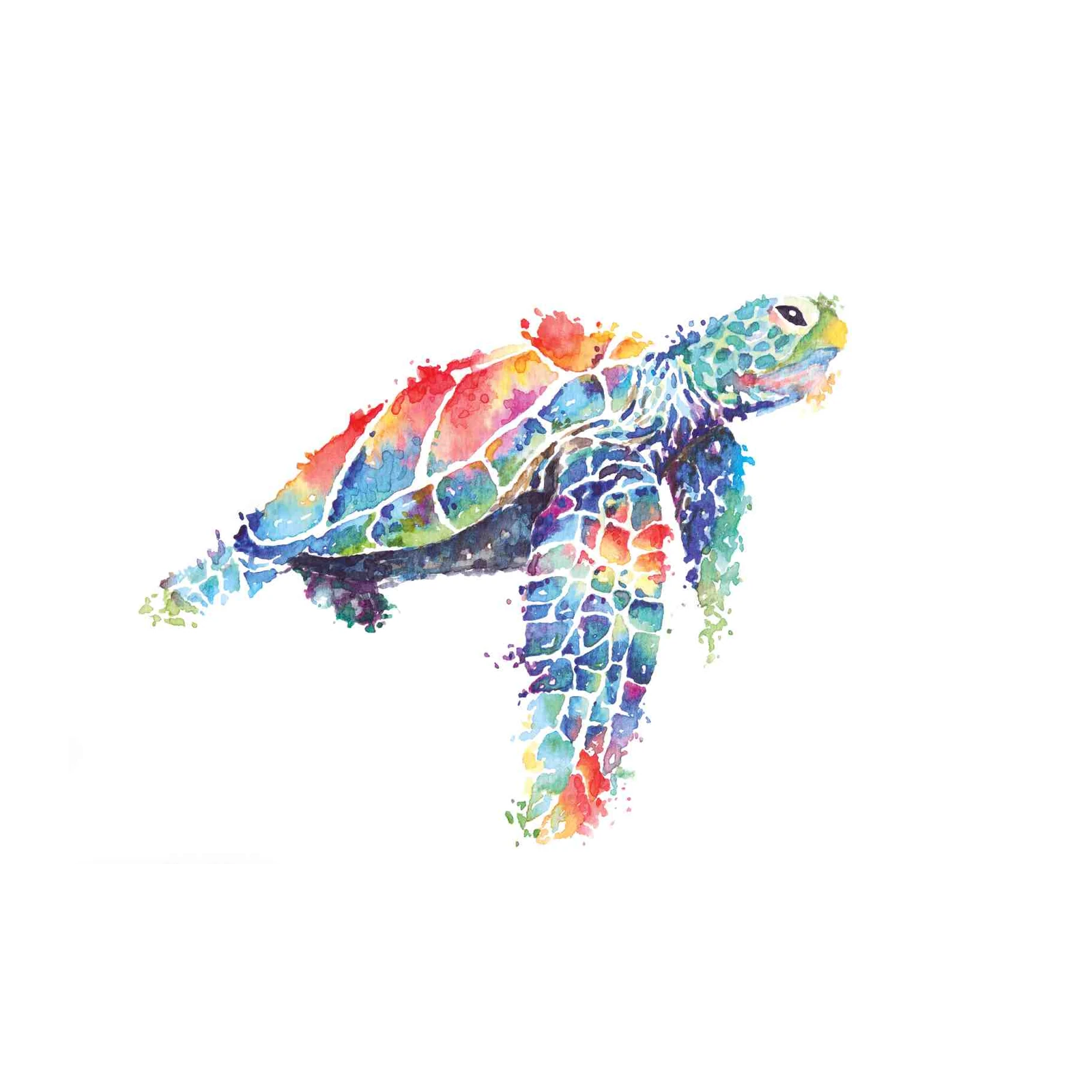 Vibrant Watercolor Sea Turtle Wall Art