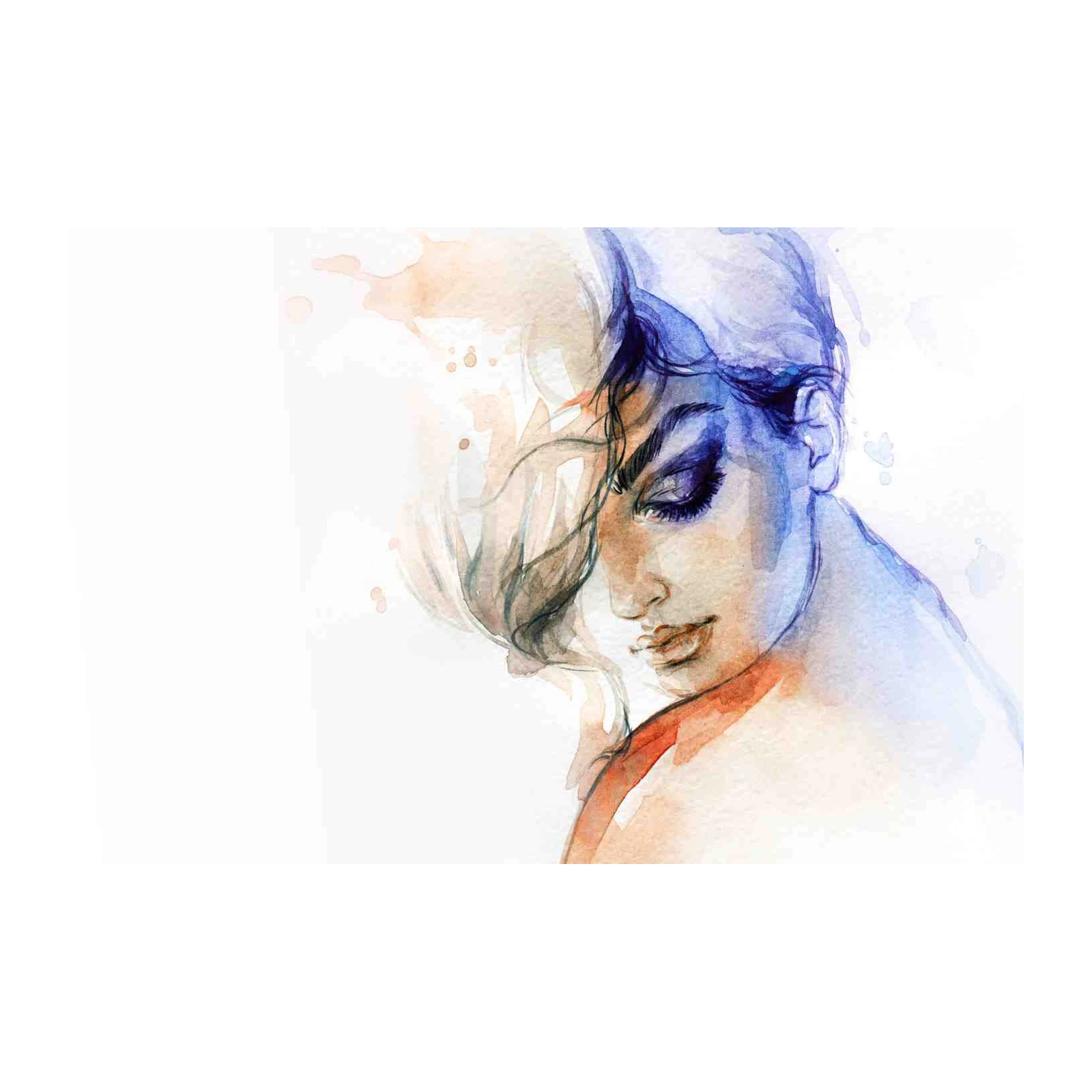 Elegant Woman Portrait Watercolor Wall Art