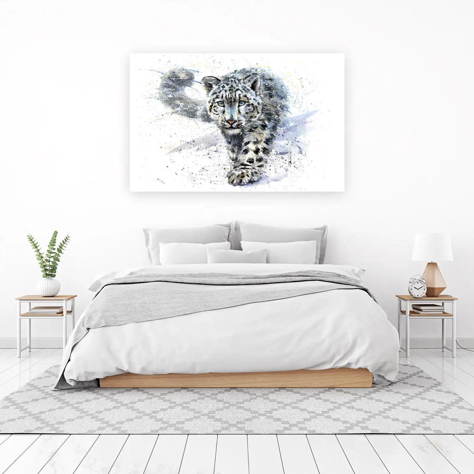Majestic Snow Leopard Watercolor Wall Art