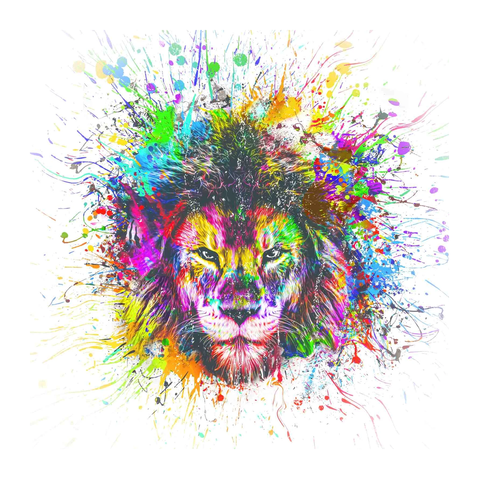 Vibrant Lion Splatter Art Wall Art