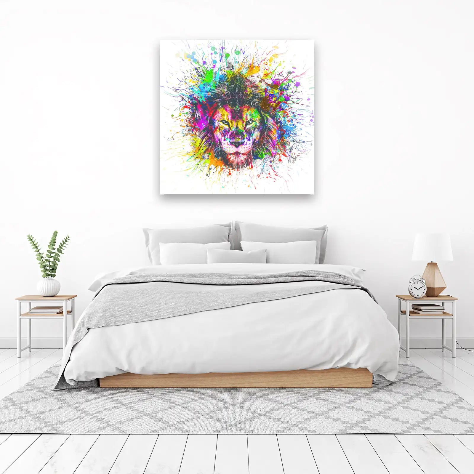 Vibrant Lion Splatter Art Wall Art