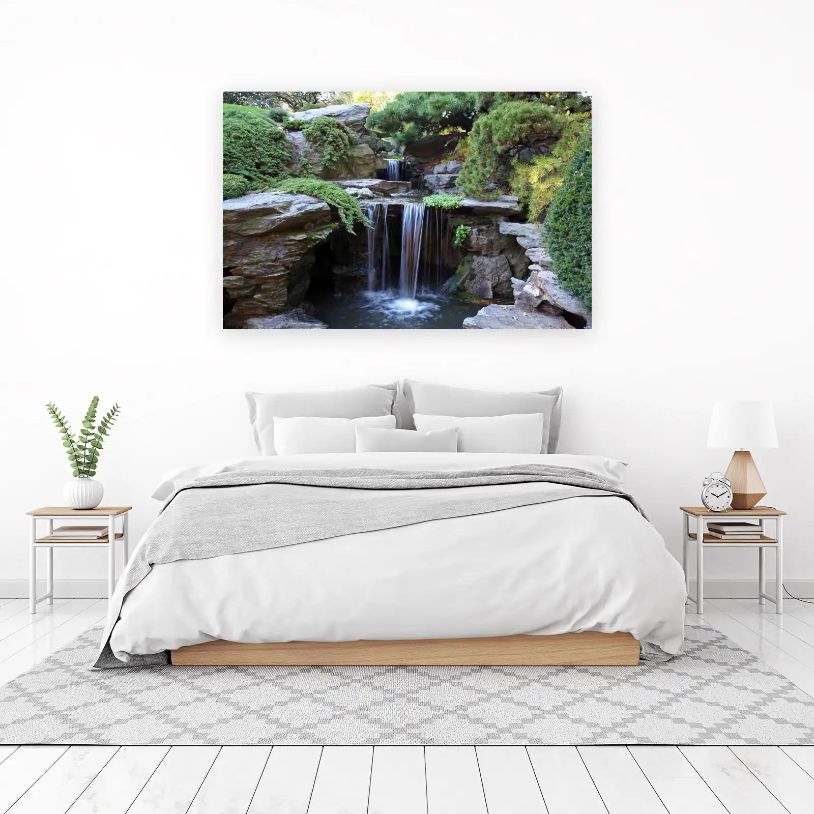 Serene Waterfall Garden Landscape Wall Art