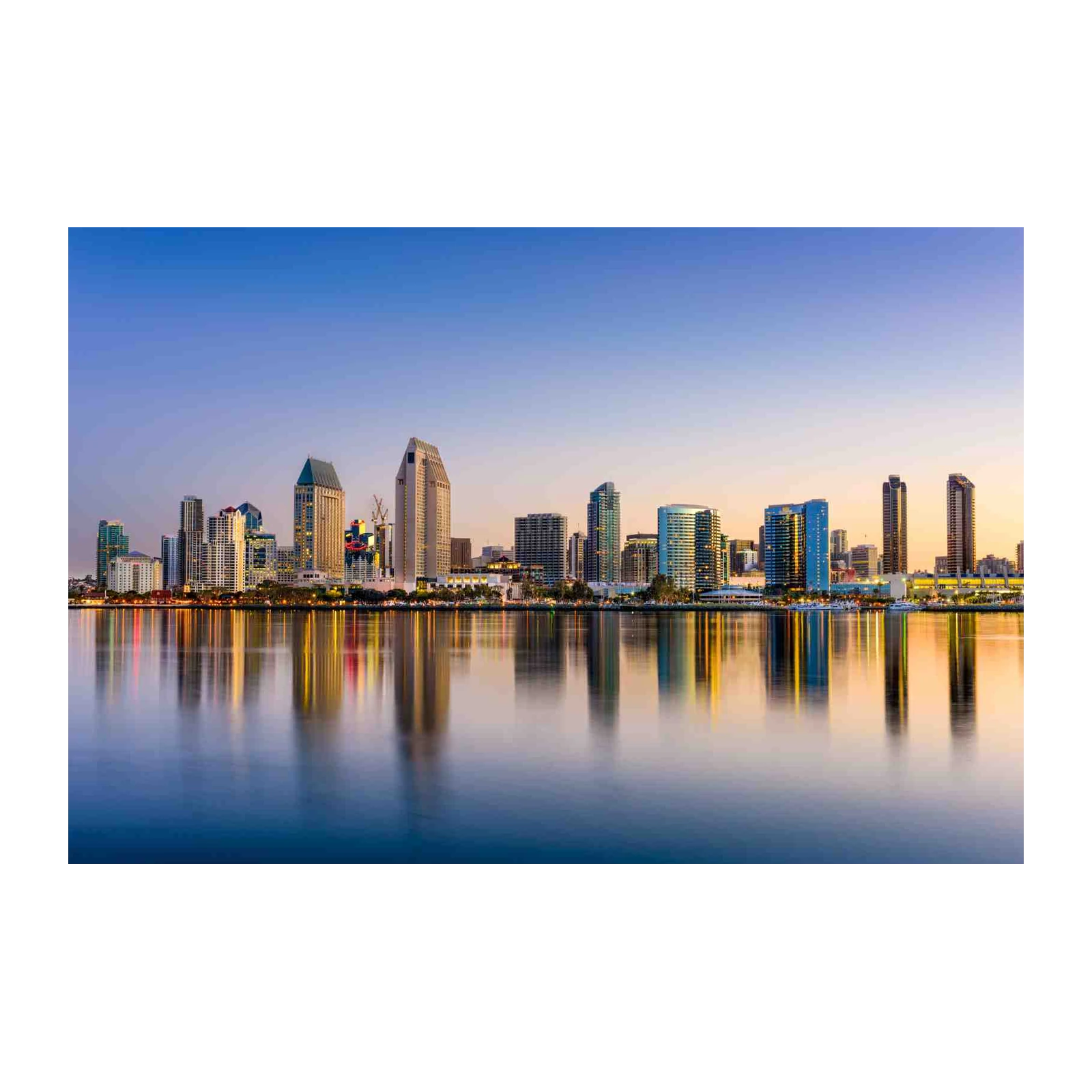 San Diego Skyline Calm Reflection Wall Art