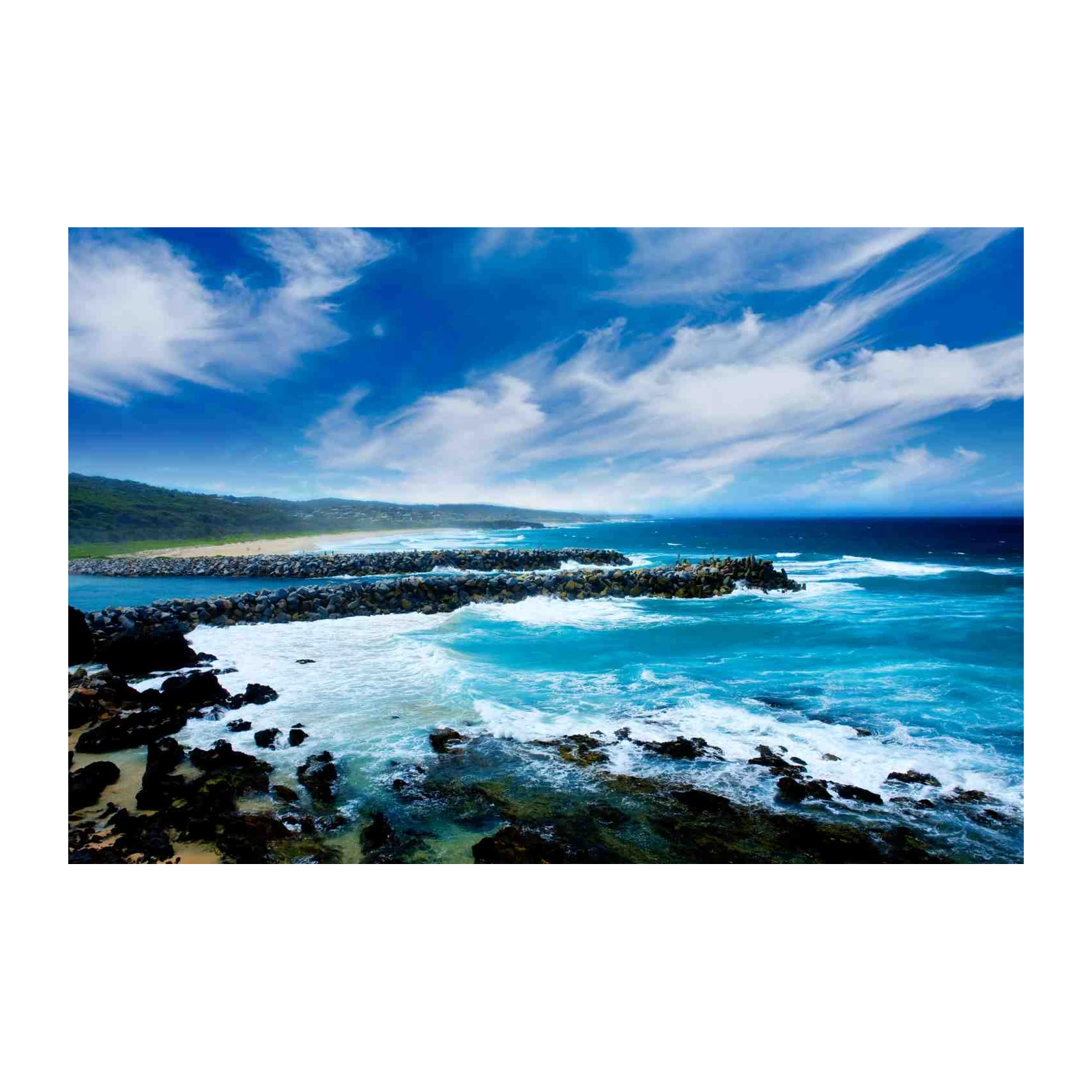 Turquoise Coastal Breakwater Wall Art