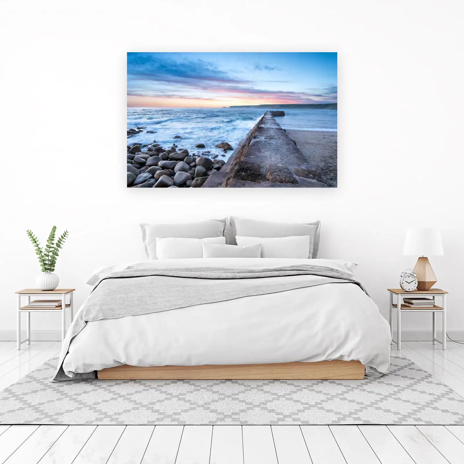Tranquil Coastal Pier Sunset Wall Art