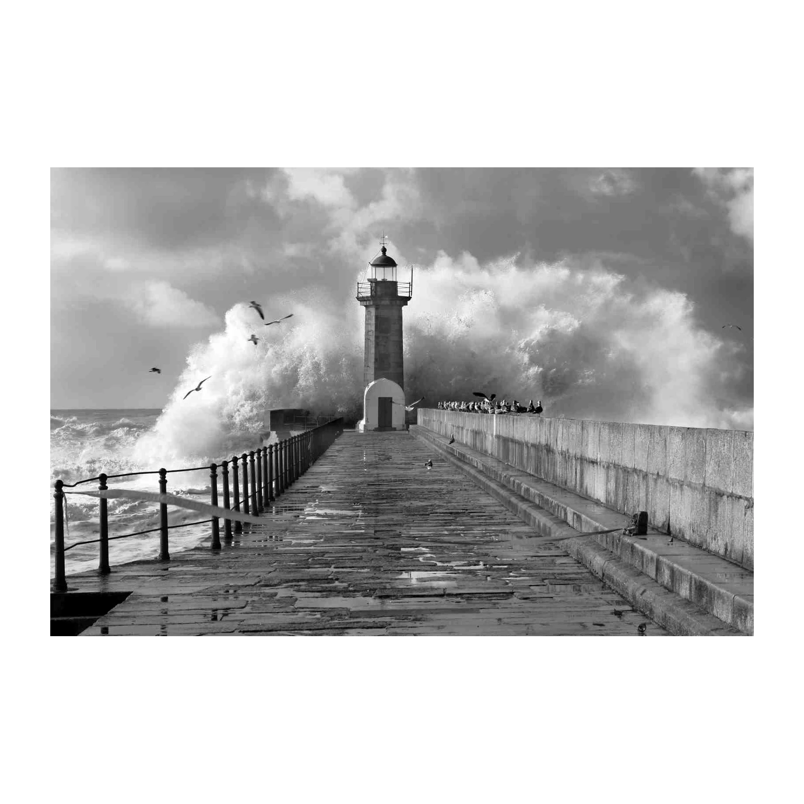 Stormy Lighthouse Waves Wall Art Wall Art