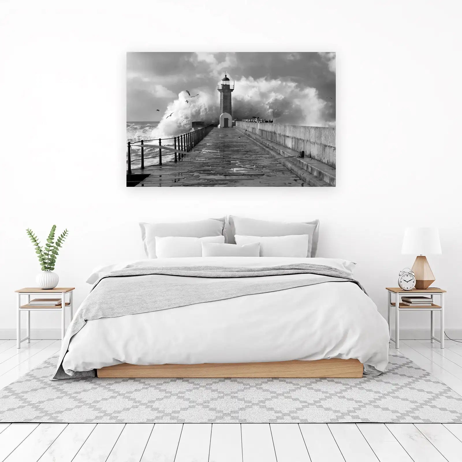 Stormy Lighthouse Waves Wall Art Wall Art
