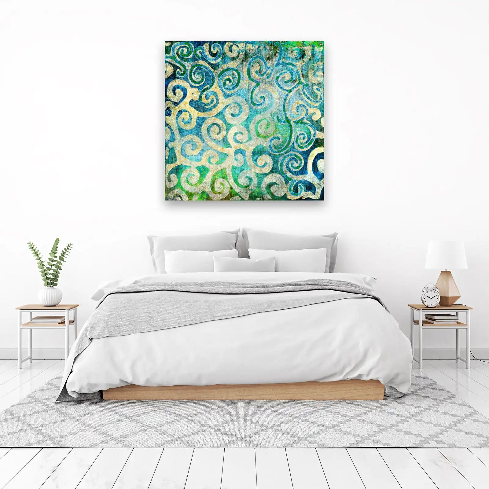 Abstract Swirls Blue & Green Wall Art