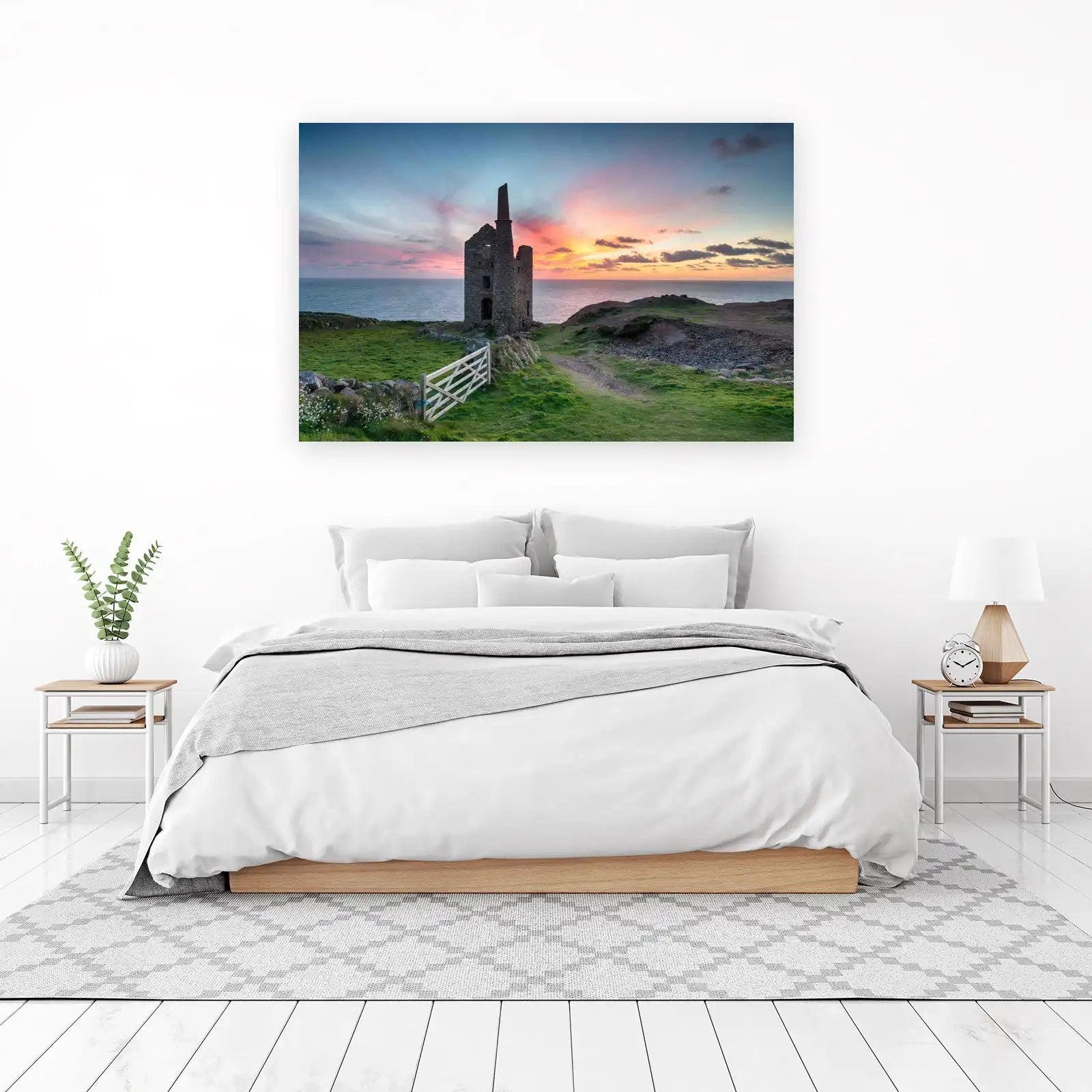 Coastal Ruin Sunset Landscape Wall Art