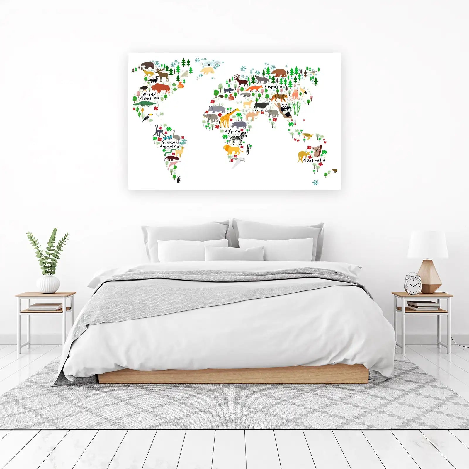 World Map Animals Wall Art for Kids