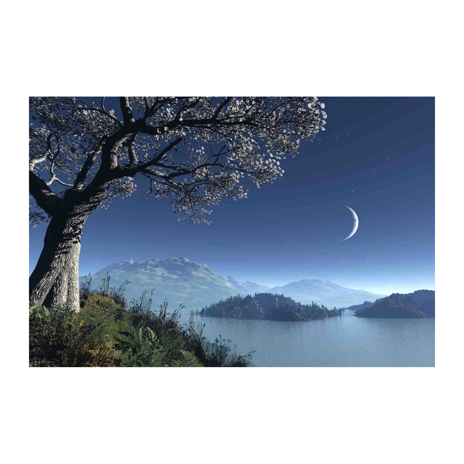 Serene Moonlit Landscape Tree Wall Art
