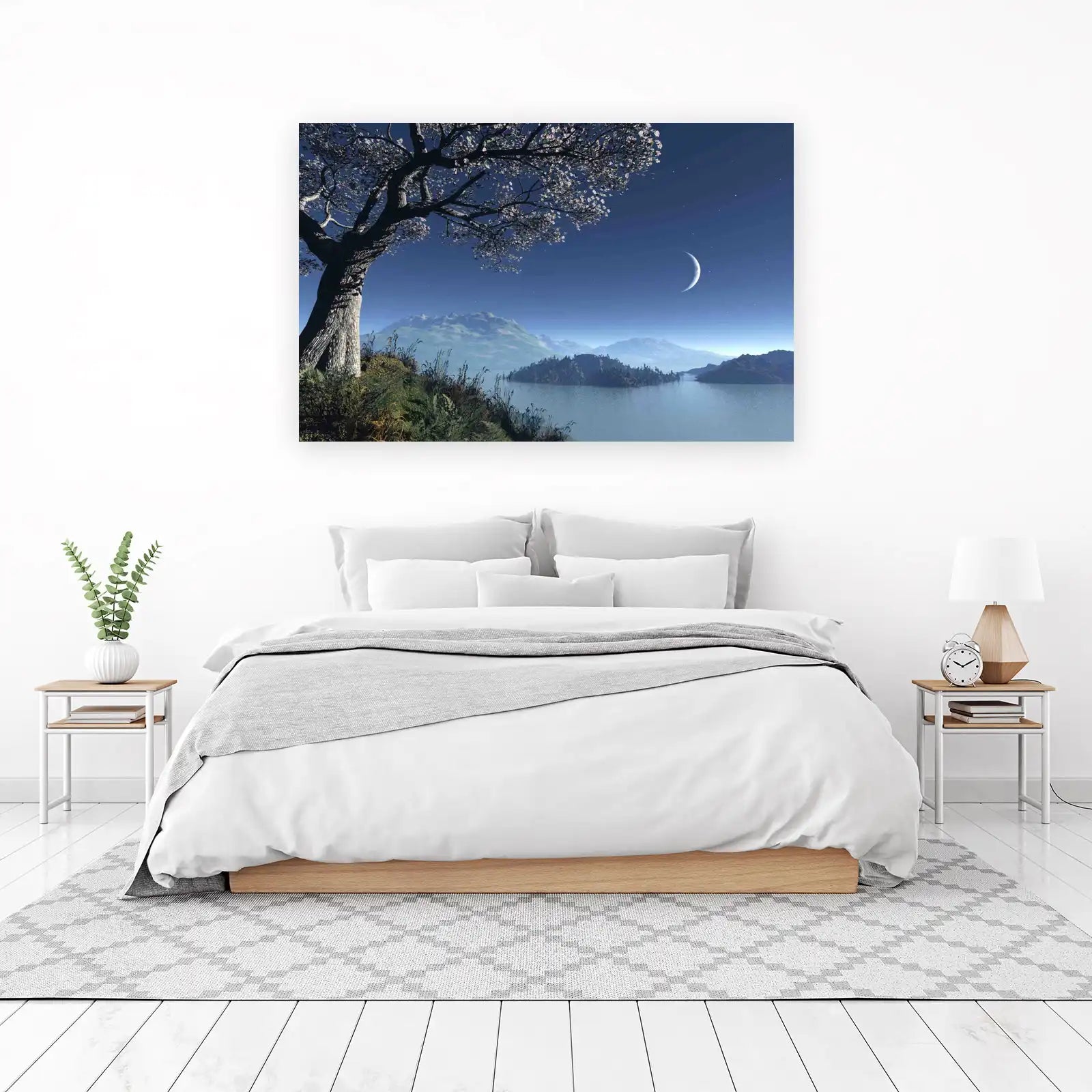 Serene Moonlit Landscape Tree Wall Art