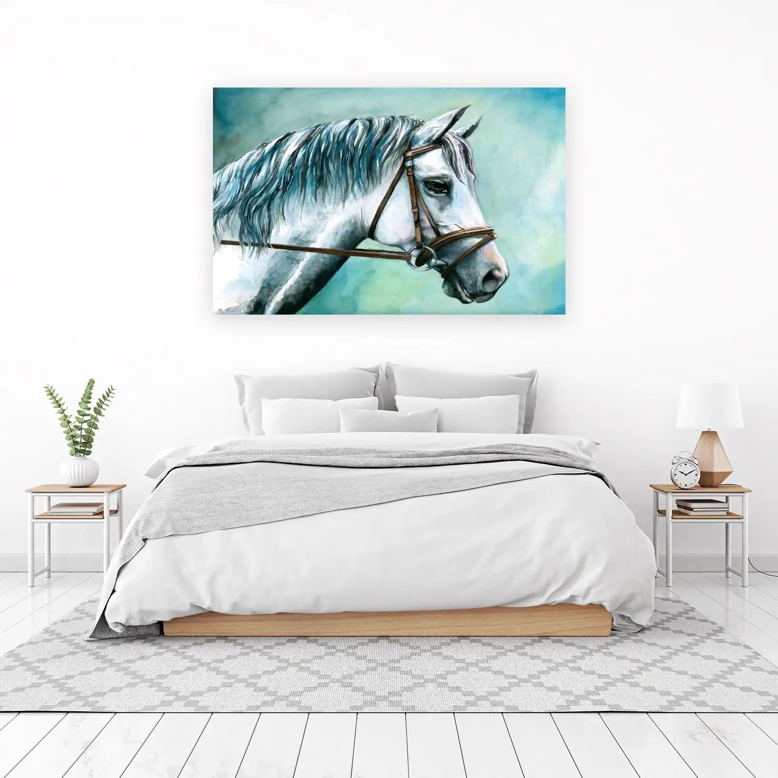 Majestic White Horse Portrait Wall Art