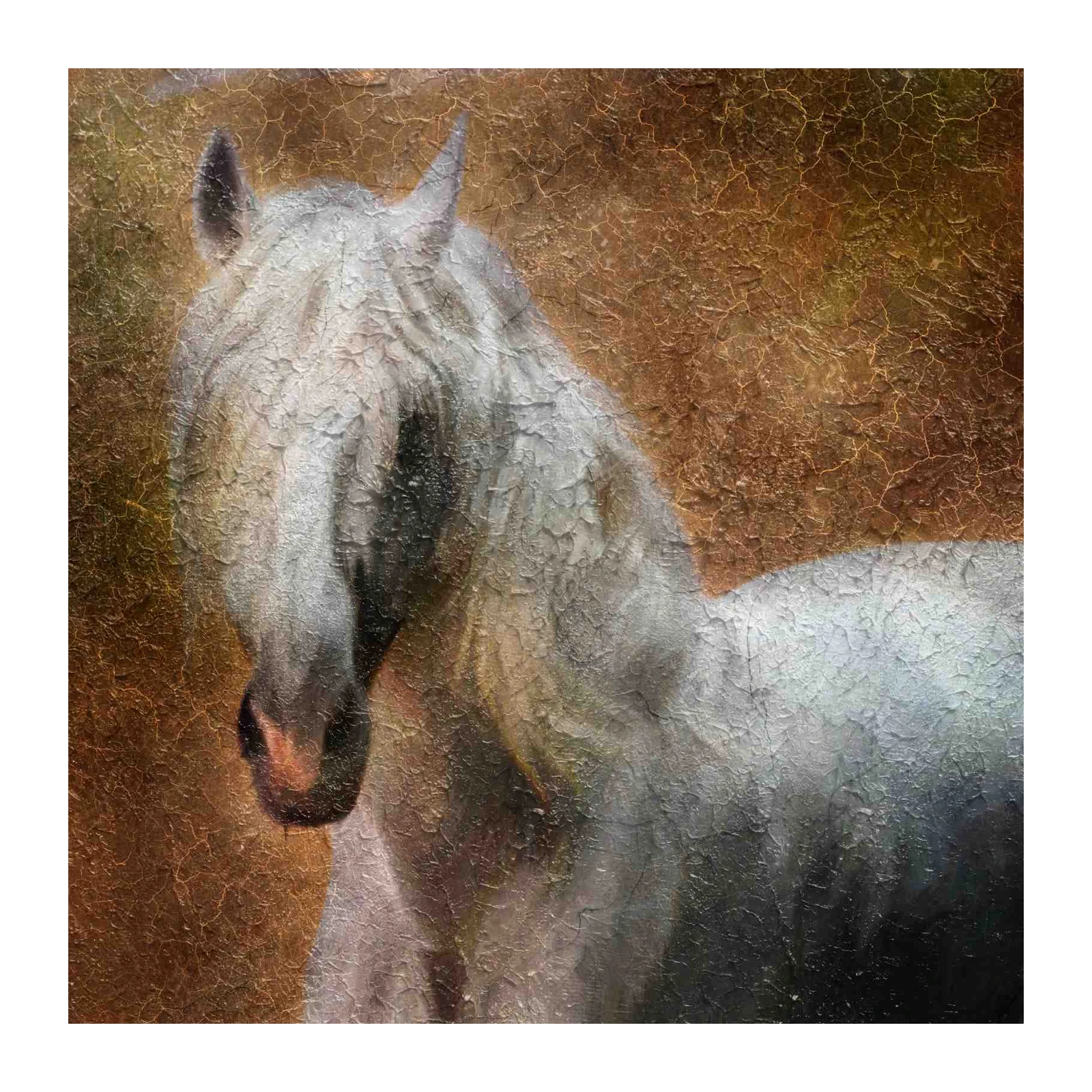 Majestic White Horse Textured Wall Art