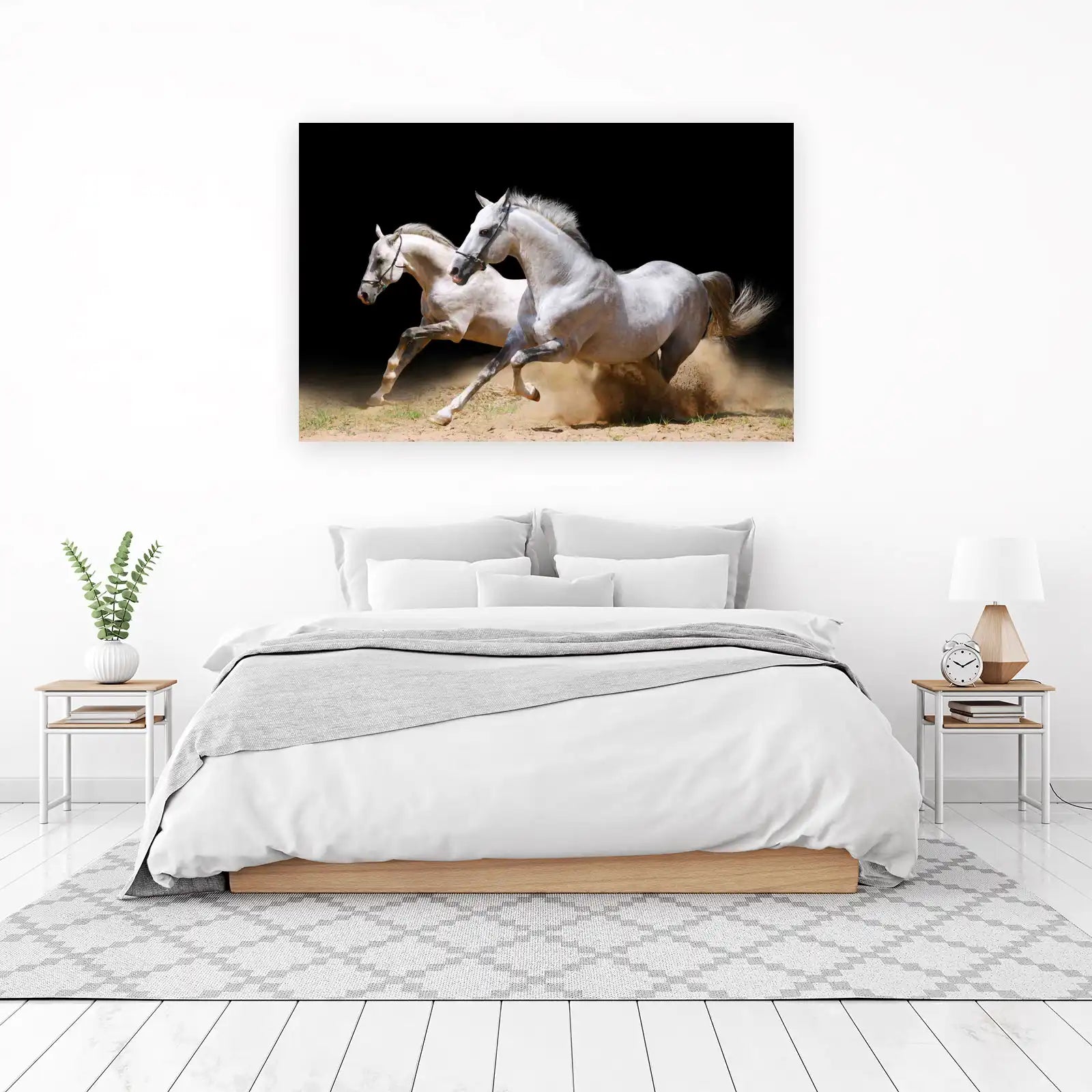 Majestic White Horses Gallop Wall Art