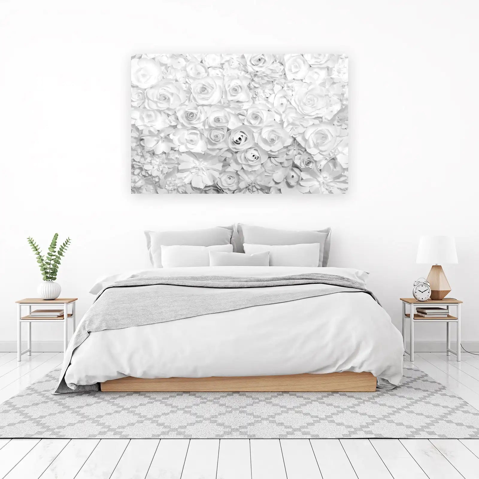 Elegant White Roses Floral Art Wall Art