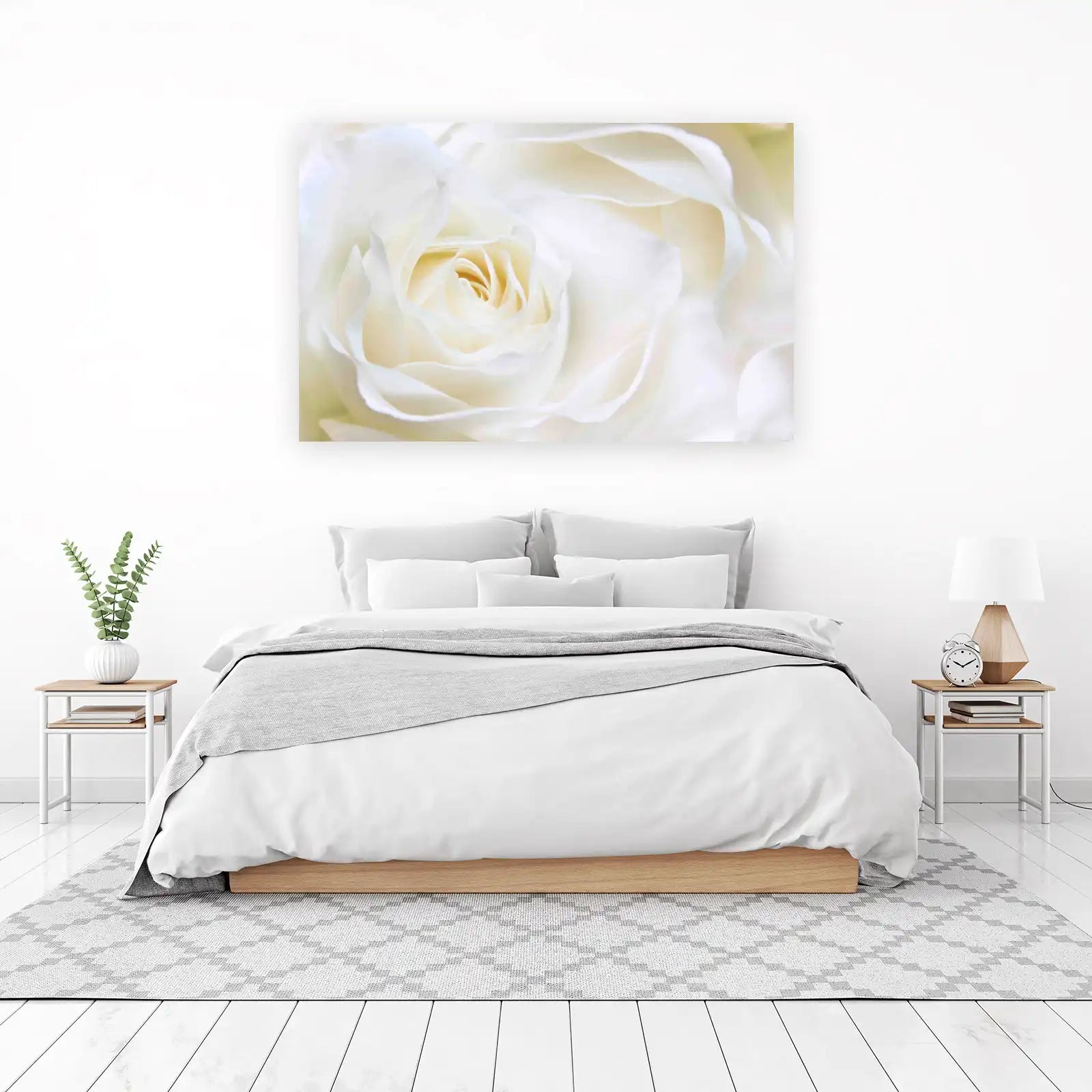 Elegant White Rose Macro Wall Art