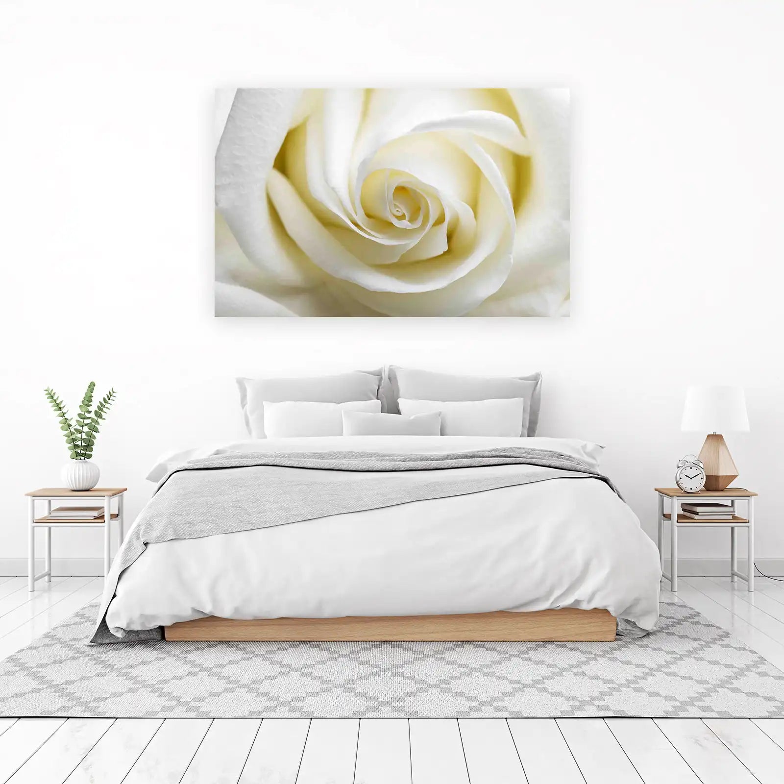 Elegant White Rose Macro Wall Art for Home Decor