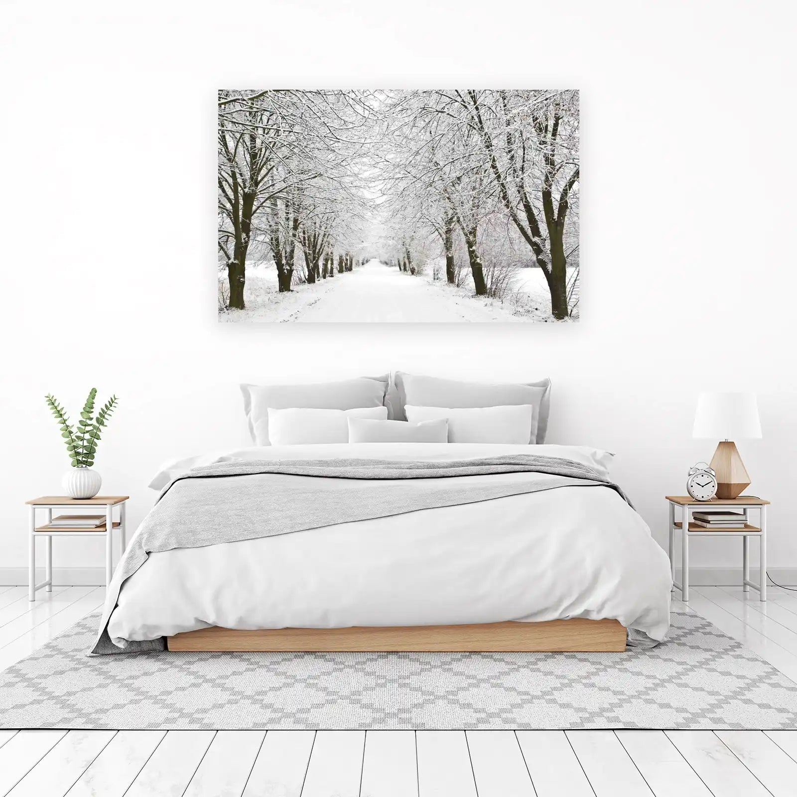 Serene Snow-Dusted Tree Tunnel Wall Art