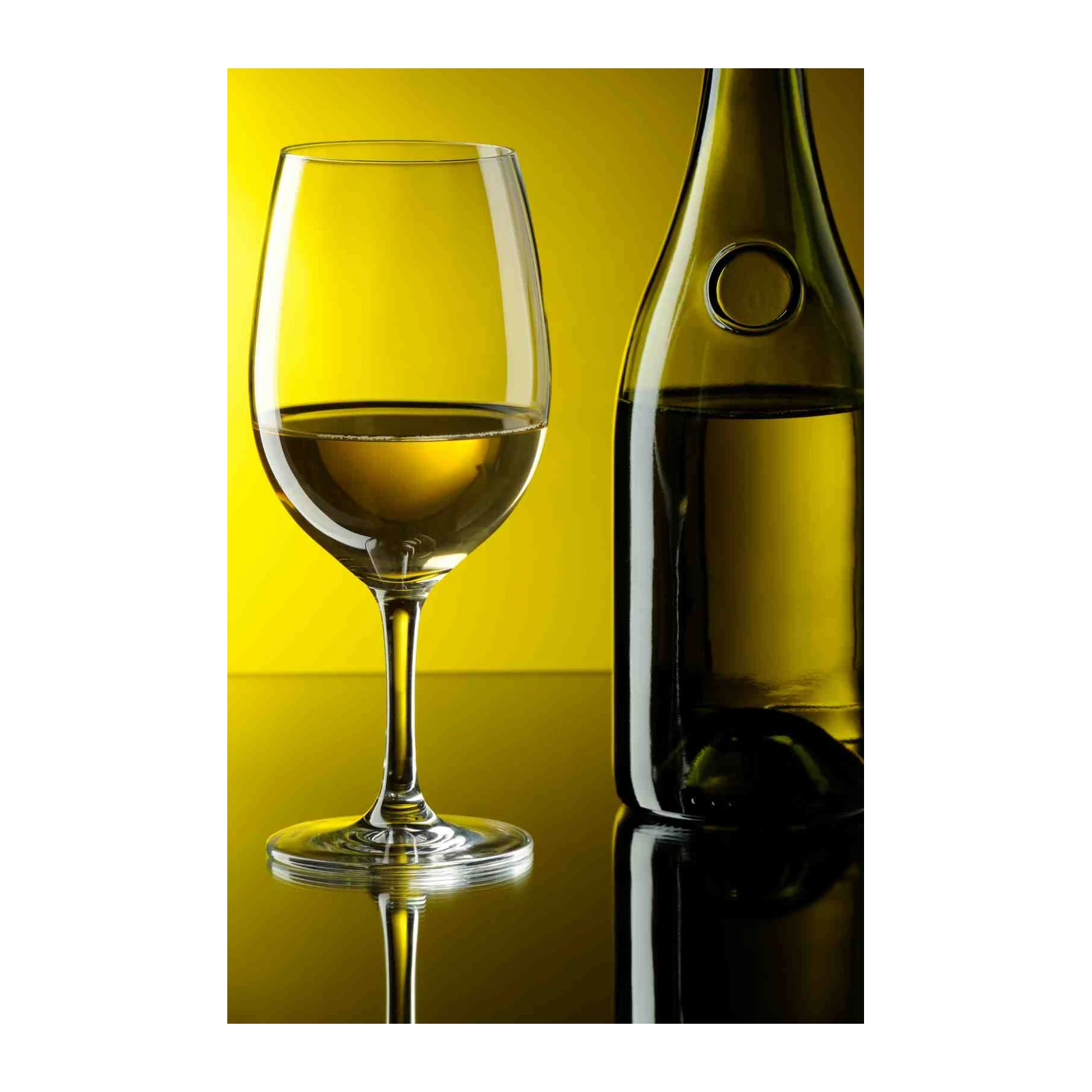 Elegant White Wine Glass & Bottle Wall Art