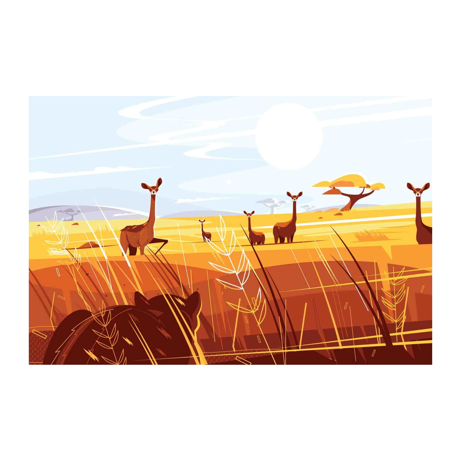 African Safari Giraffe Family Wall Art