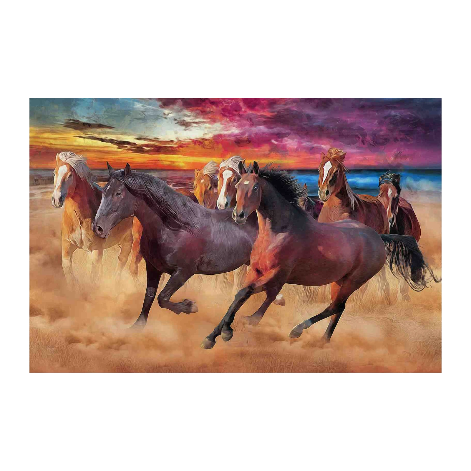 Majestic Horse Herd Sunset Wall Art