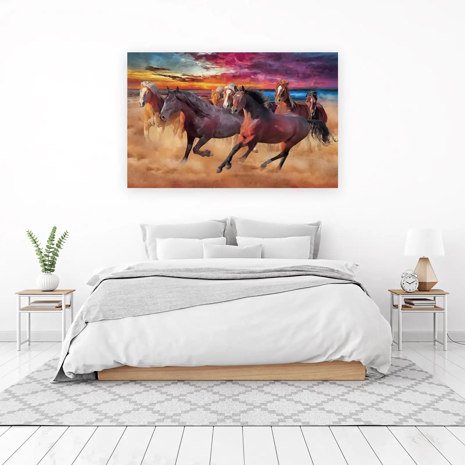 Majestic Horse Herd Sunset Wall Art
