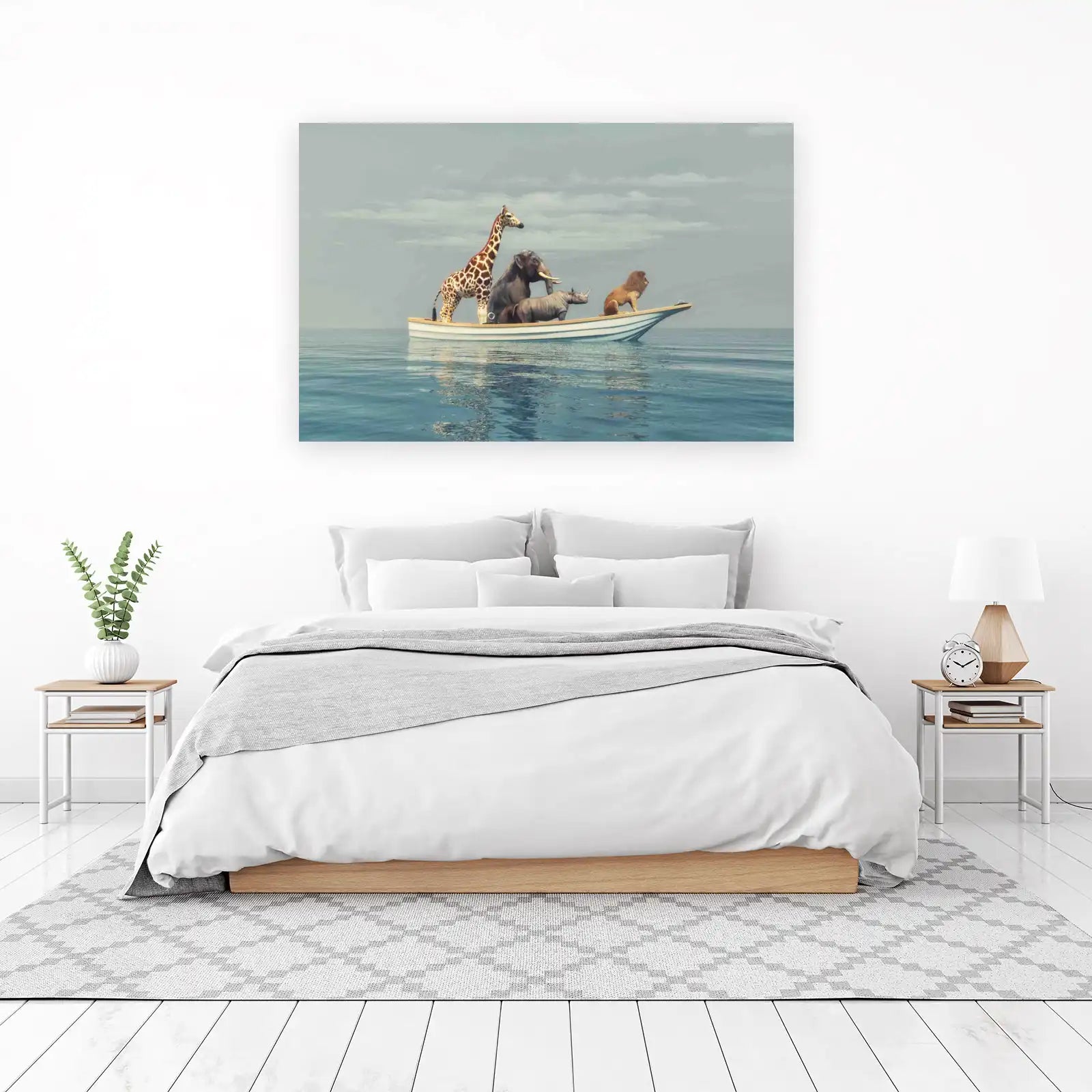 Safari Animals Boat Journey Wall Art