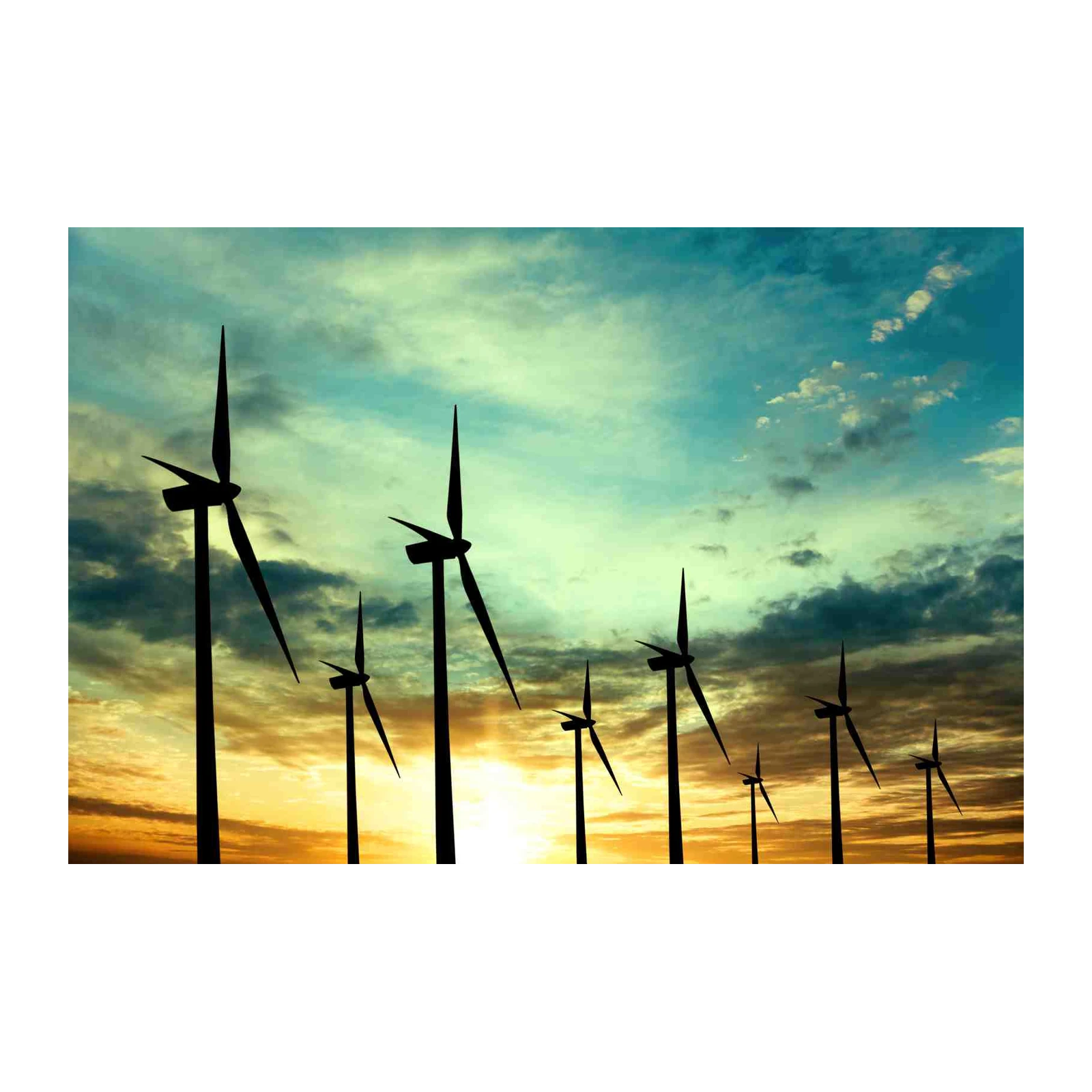 Wind Turbine Sunset Energy Wall Art