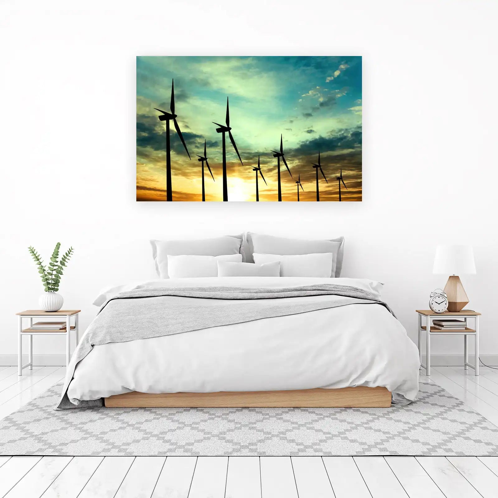 Wind Turbine Sunset Energy Wall Art