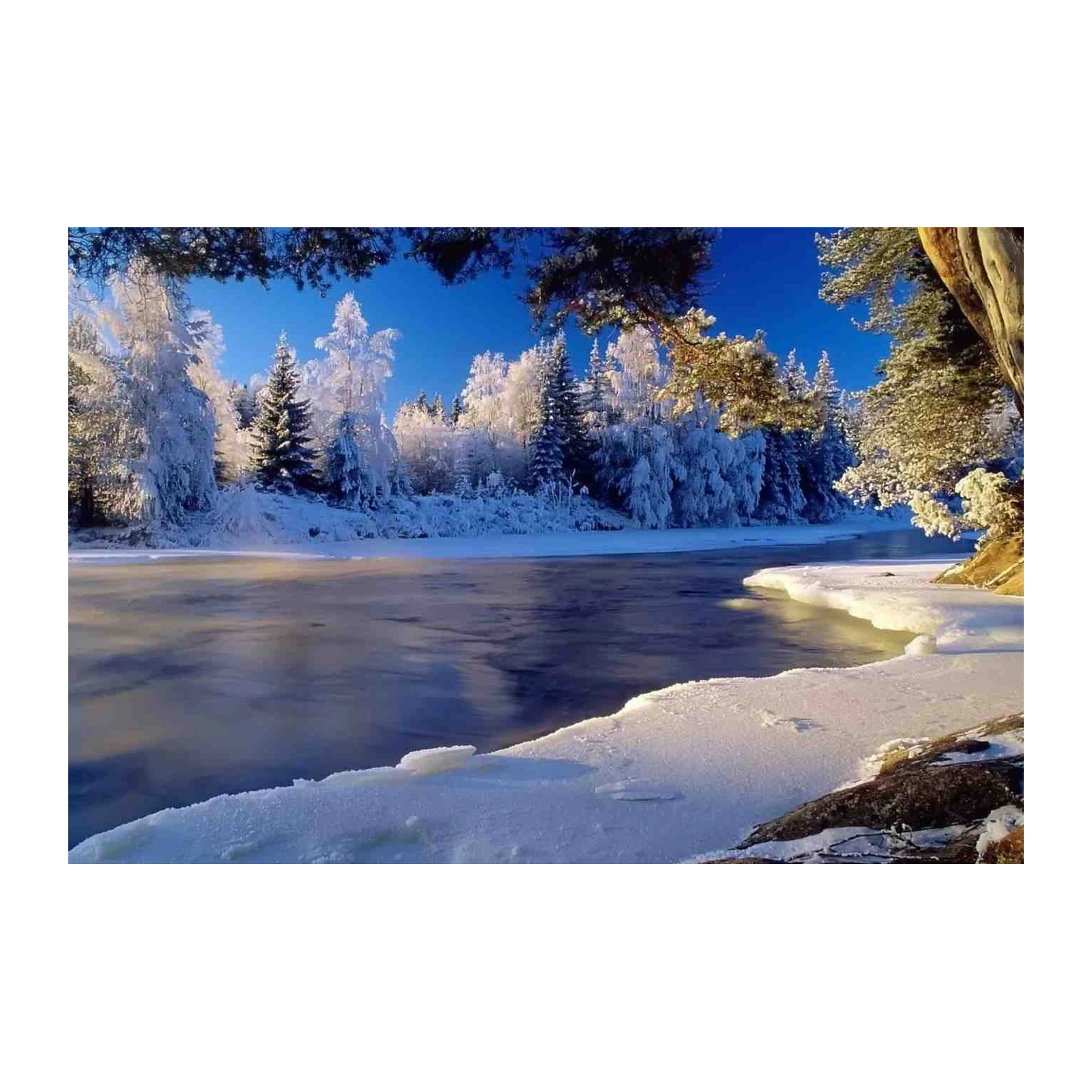 Enchanting Winter River Landscape Wall Art