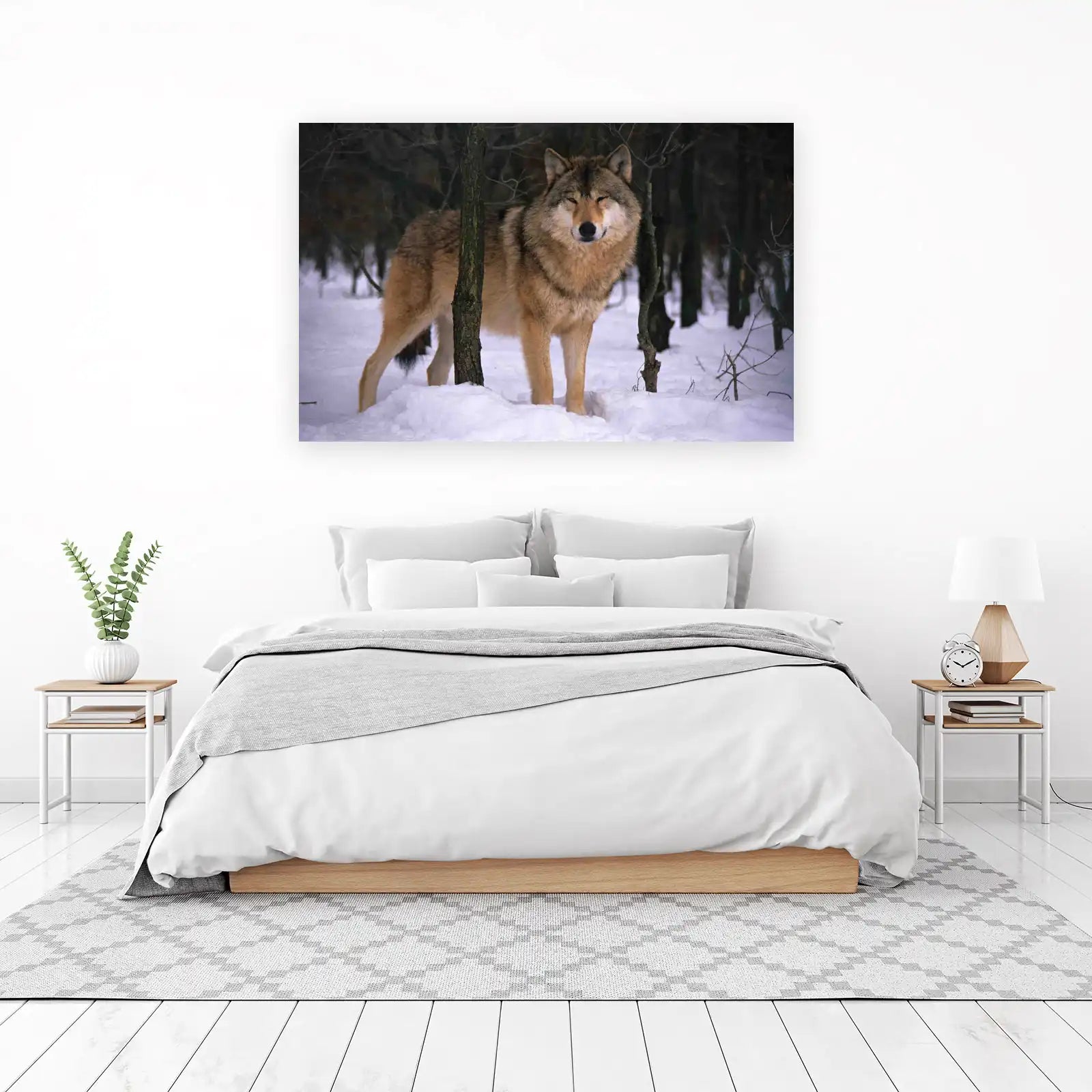 Majestic Wolf in Winter Forest Wall Art