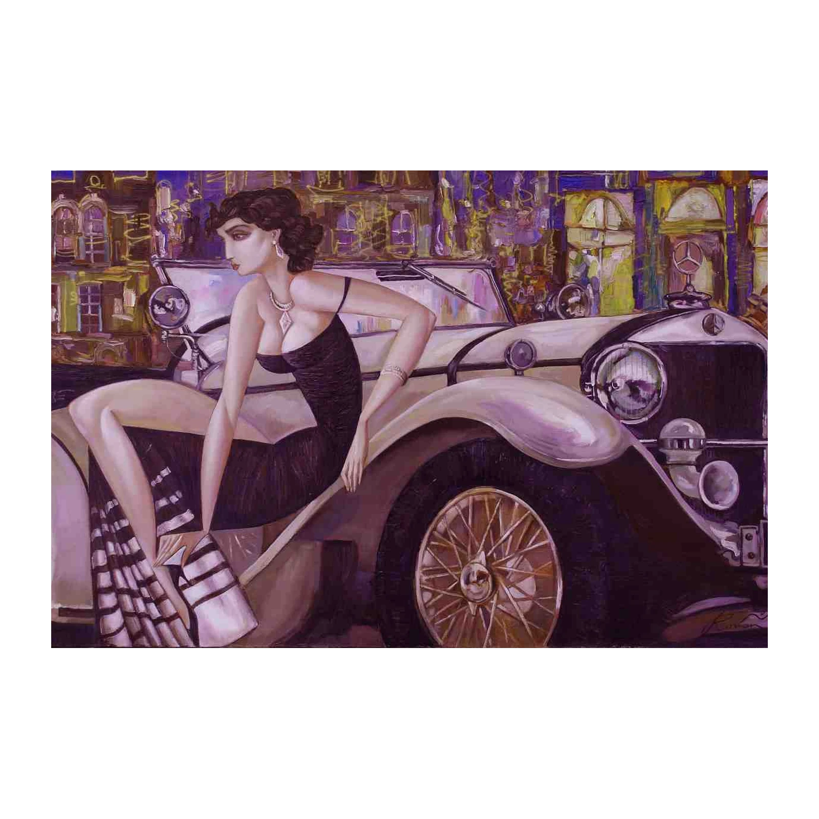 Vintage Glamour Woman & Car Wall Art
