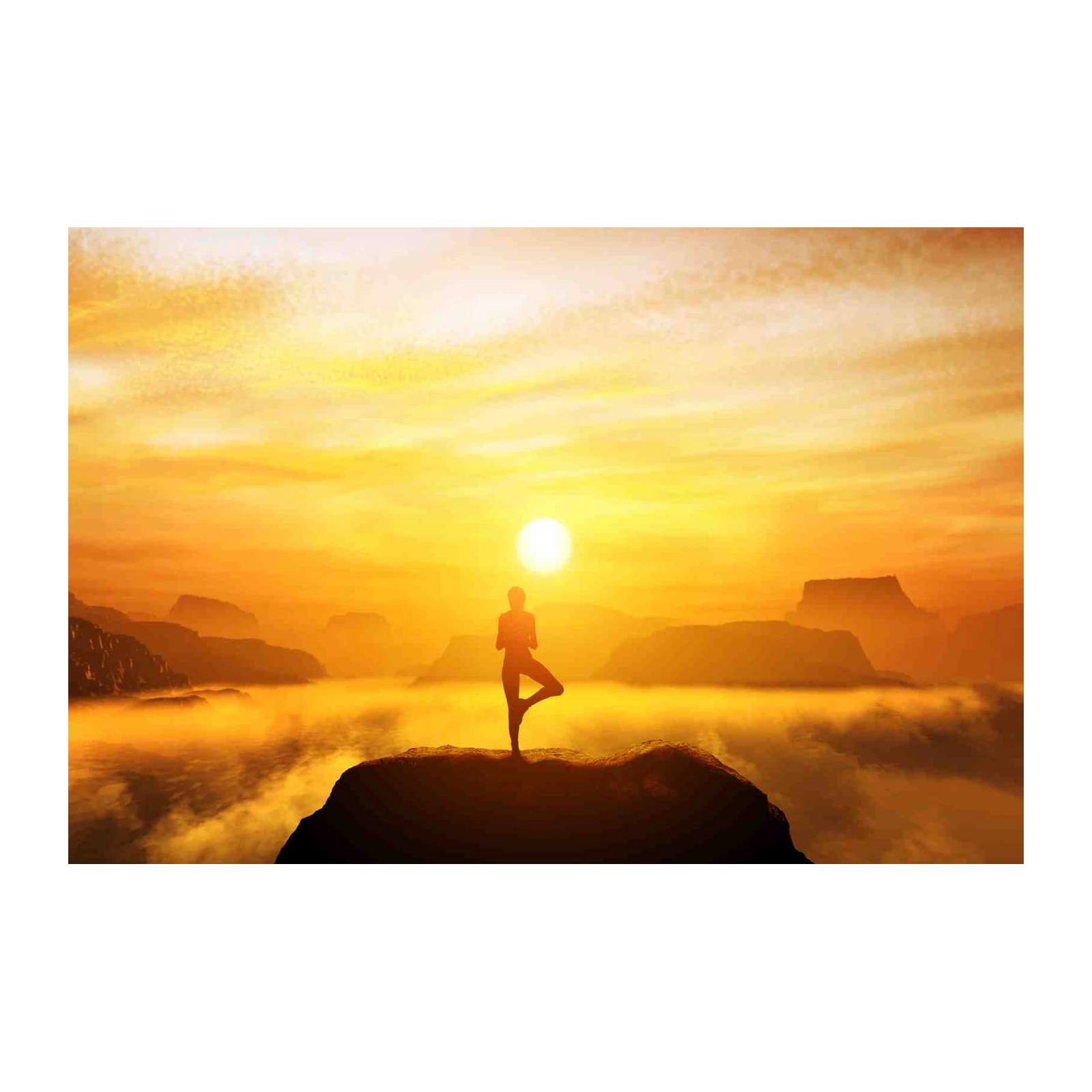 Serene Yoga Sunset Mountain Wall Art
