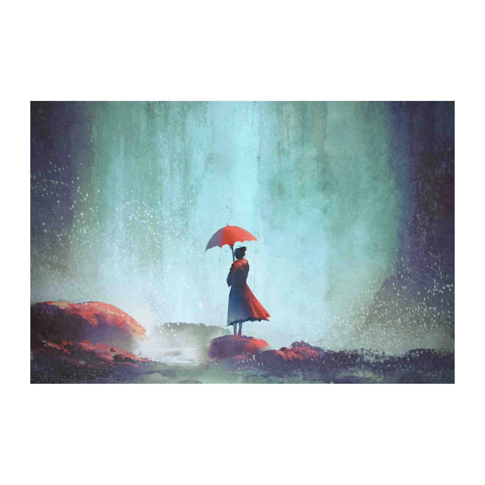 Tranquil Red Umbrella Serenity Wall Art