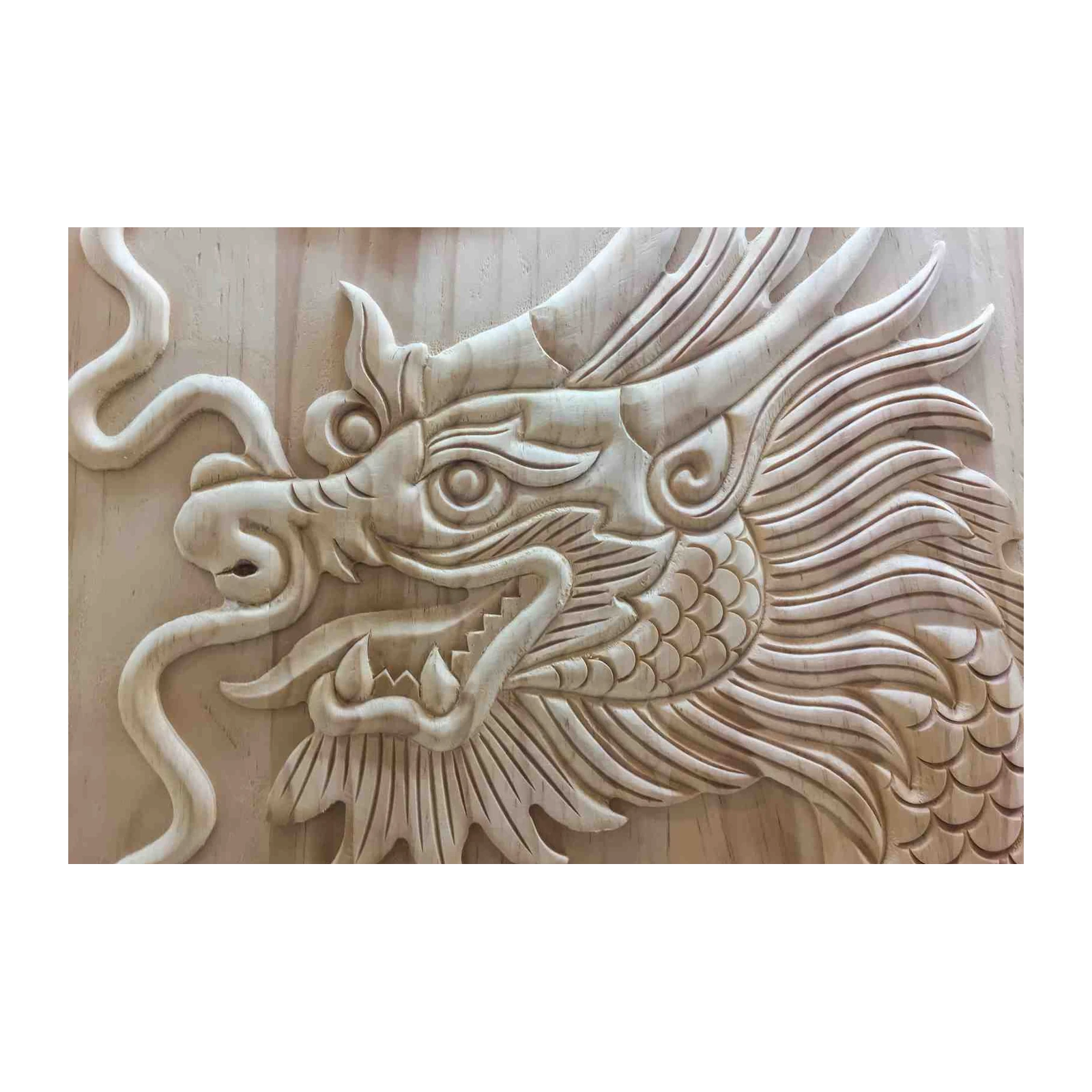 Intricate Wood Carving Dragon Head Wall Art