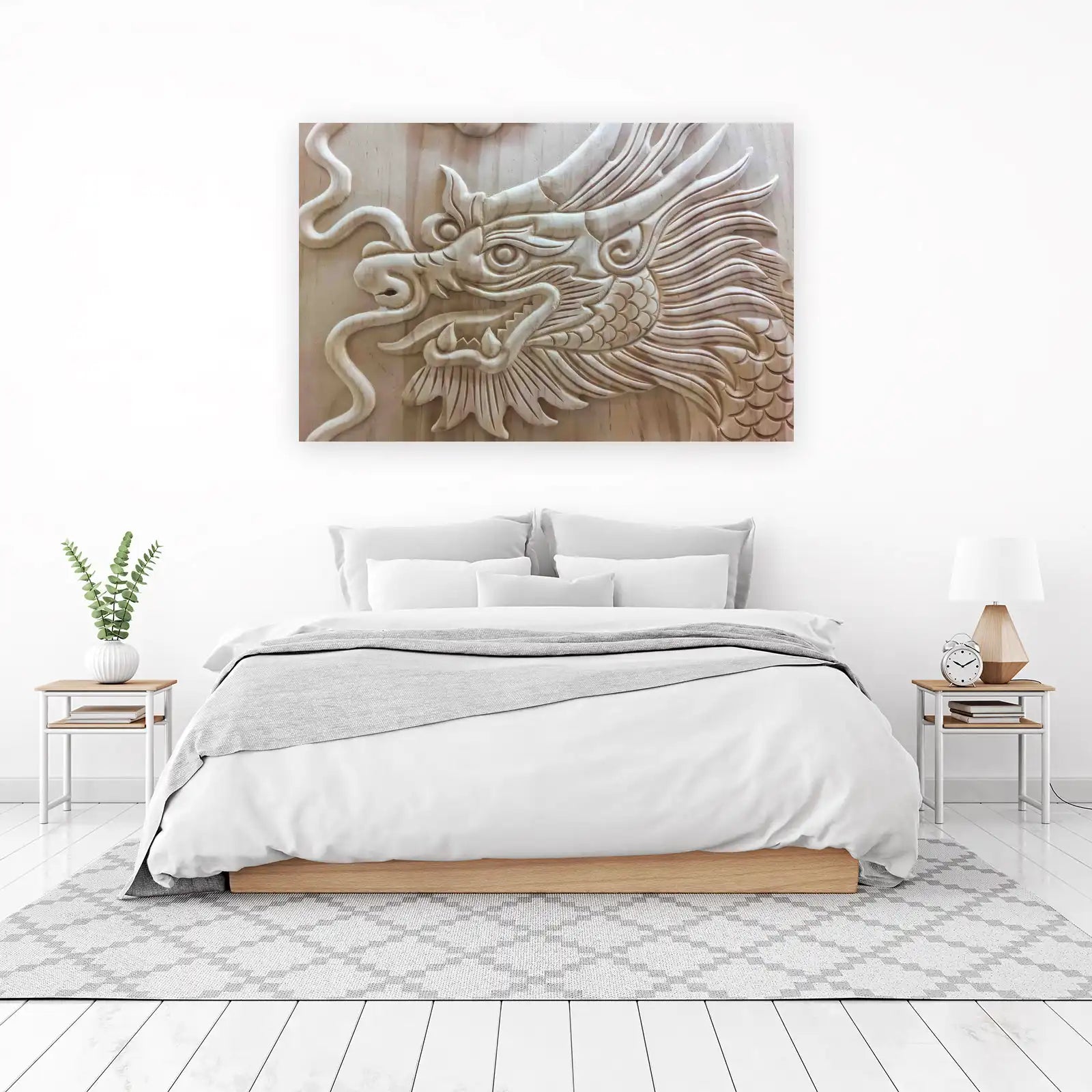 Intricate Wood Carving Dragon Head Wall Art