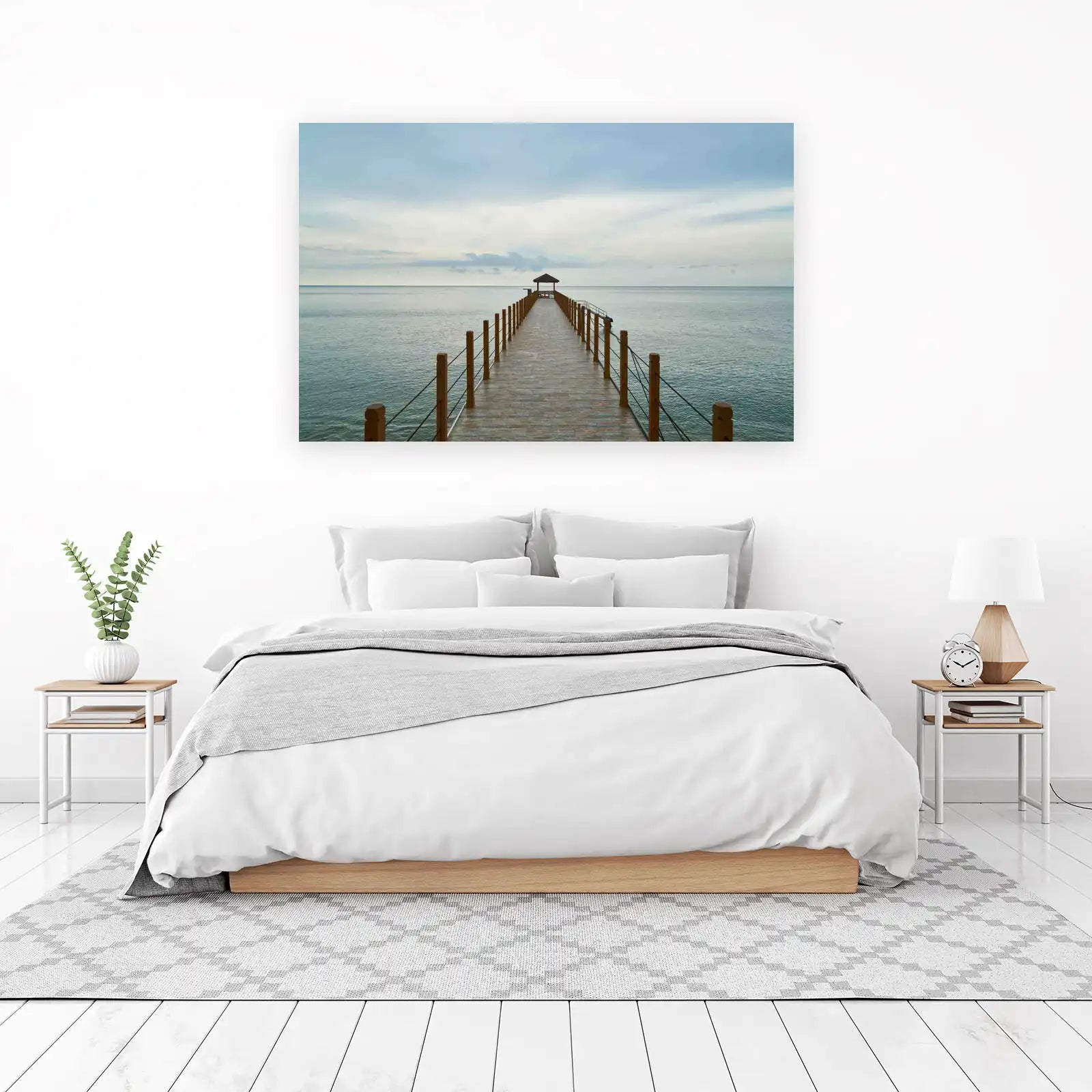 Tranquil Pier & Ocean Horizon Wall Art