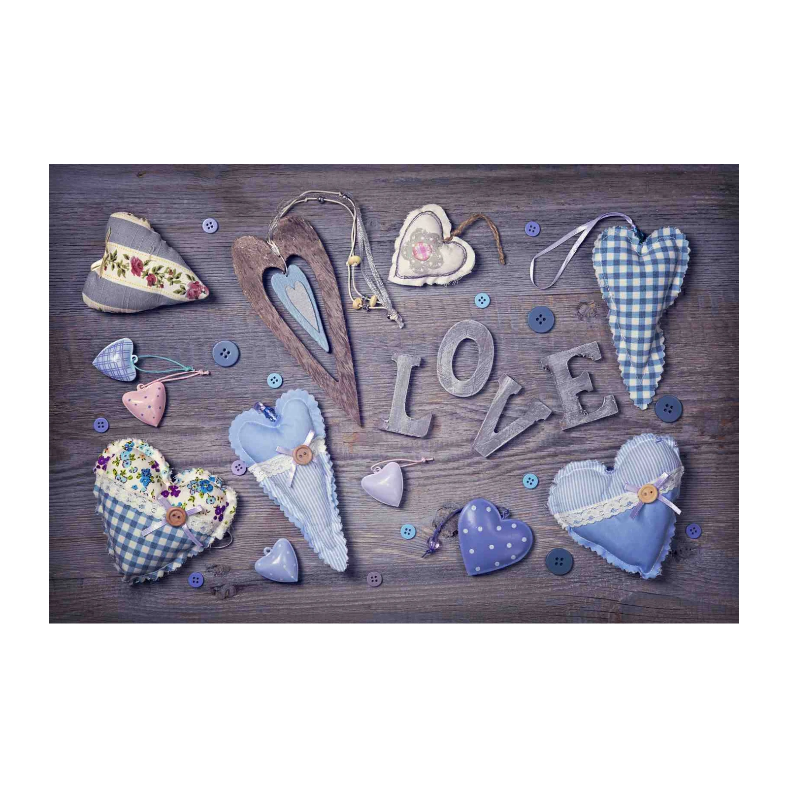 Shabby Chic Love Hearts & Buttons Wall Art